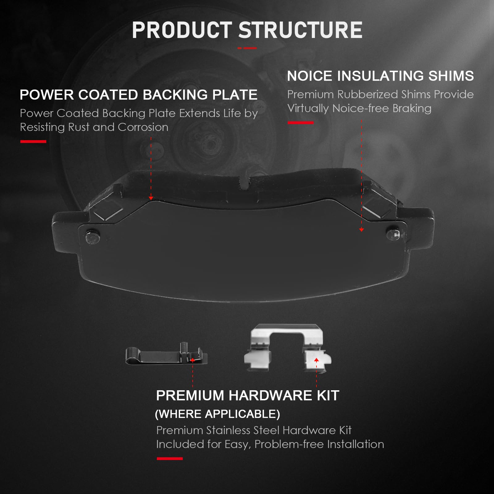 Cciyu D1640 D1647 Front Rear Ceramic Brake Pads Kits 8Pcs Fit For 2013-2016 For Dodge Dart