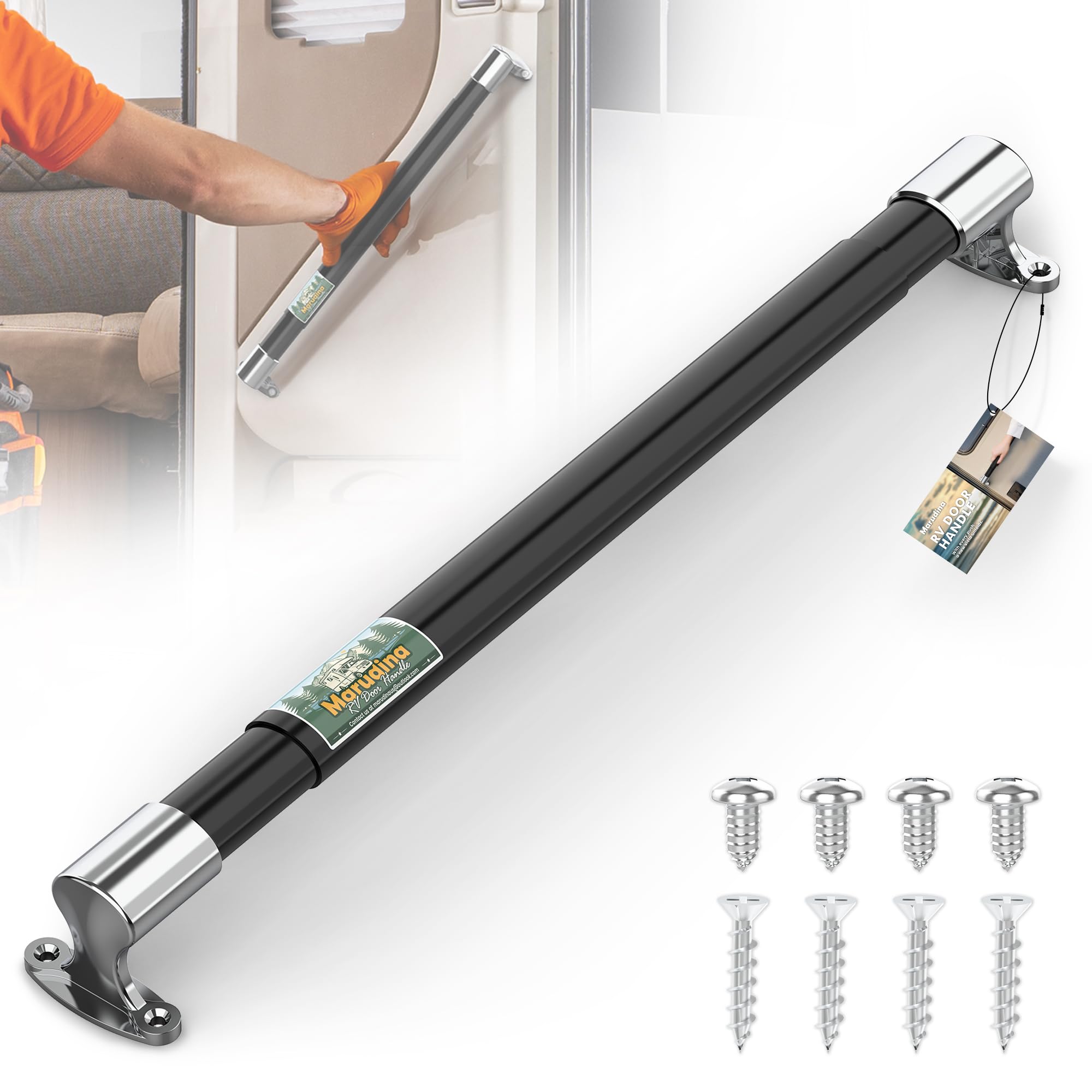 Adjustable RV Screen Door Handle (21.7   -33   ) - Extra Wide Grip&Durable Grab Bar,Heavy-Duty RV Door Handle for Camper, Motorh