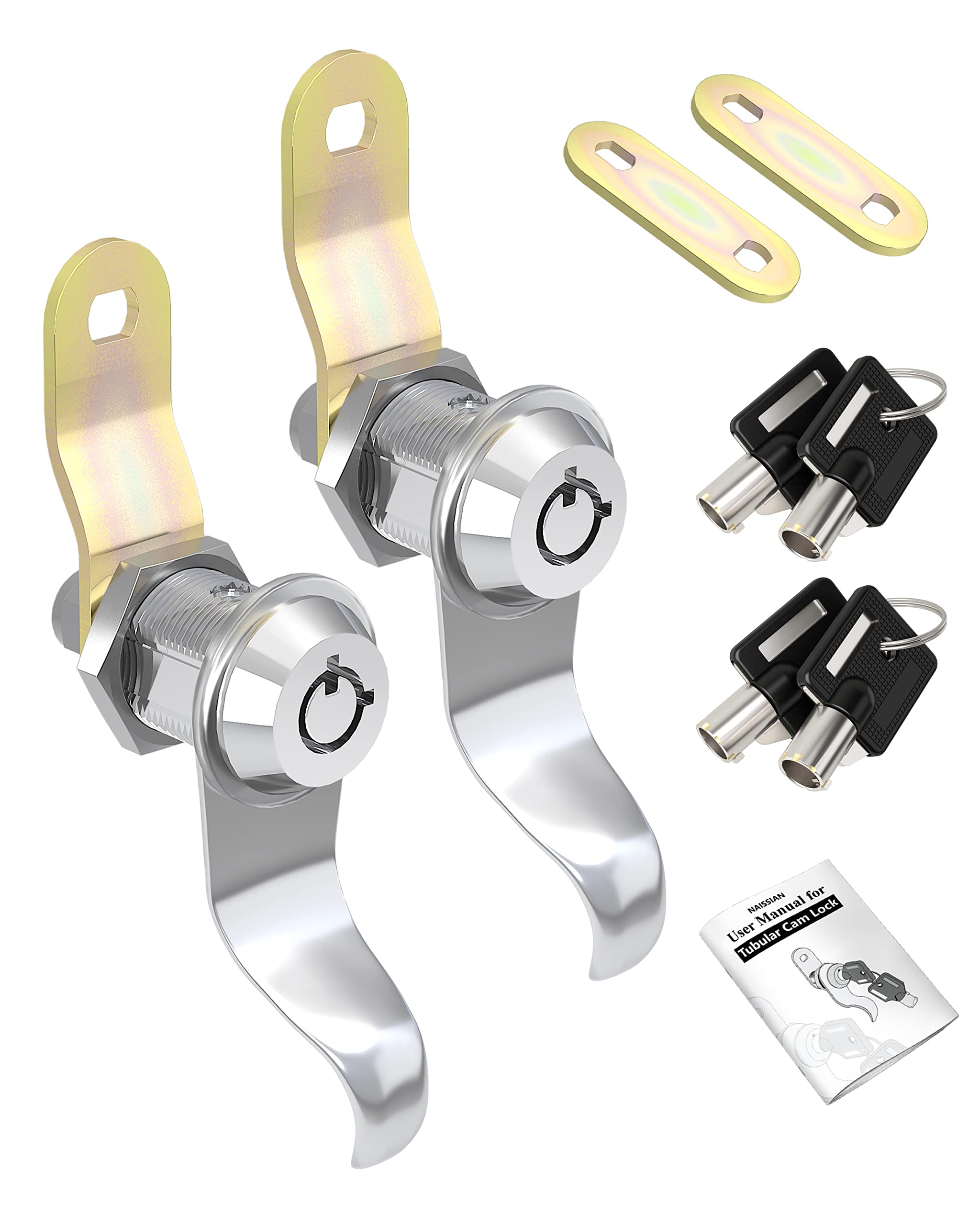 Naissian Rv Locks For Storage Door 7/8 Inch, Rv Compartment Locks Cam Locks For Camper Travel Trailer Cabinet With Keys 7/8, Pack Of 2 Locks With 4 Keyed Alike With Manual