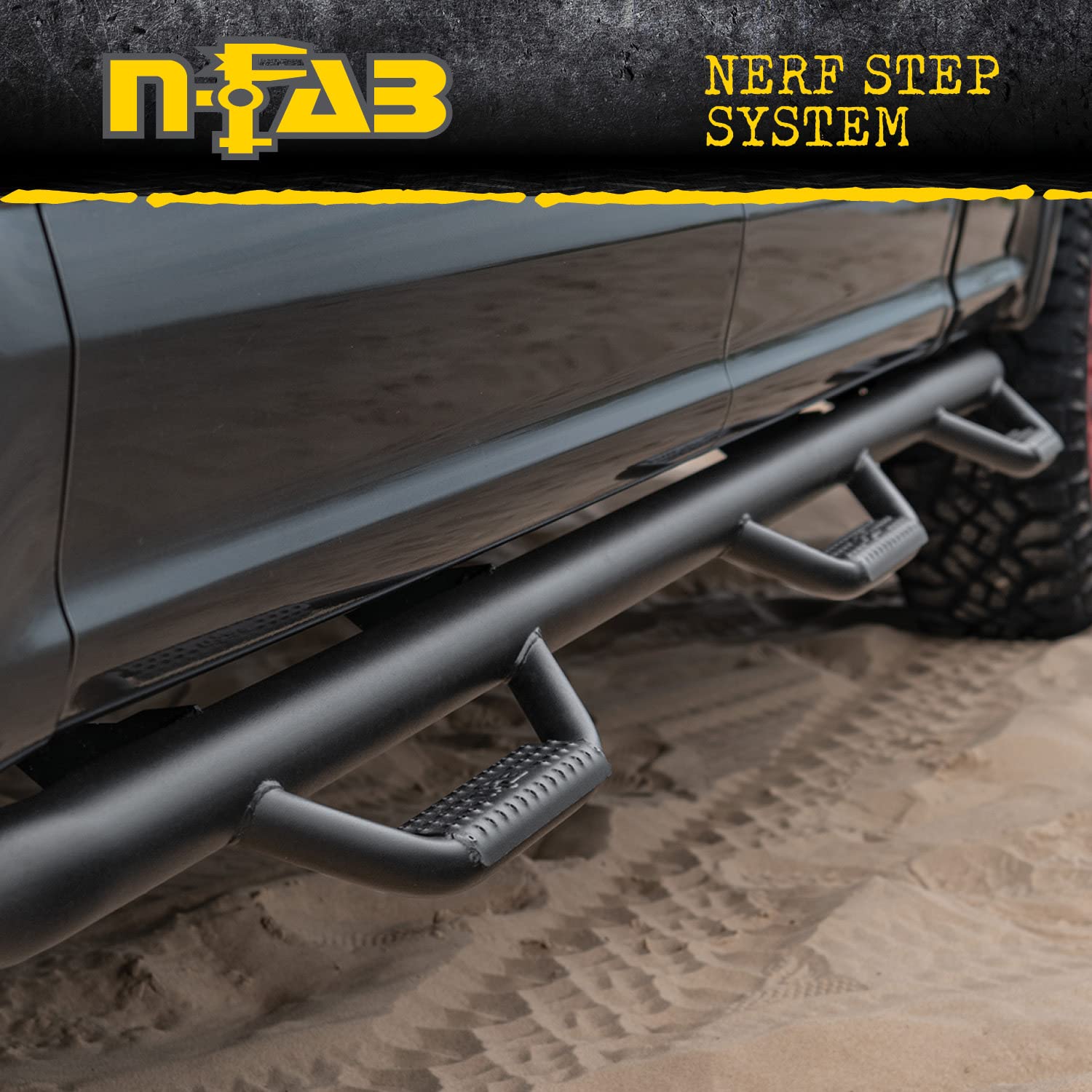 N-Fab Nerf Steps | Gloss Black, Wheel-To-Wheel | T0786Cc | Fits 2007-2021 Toyota Tundra Crewmax 5.6' Short Bed, Srw Gas