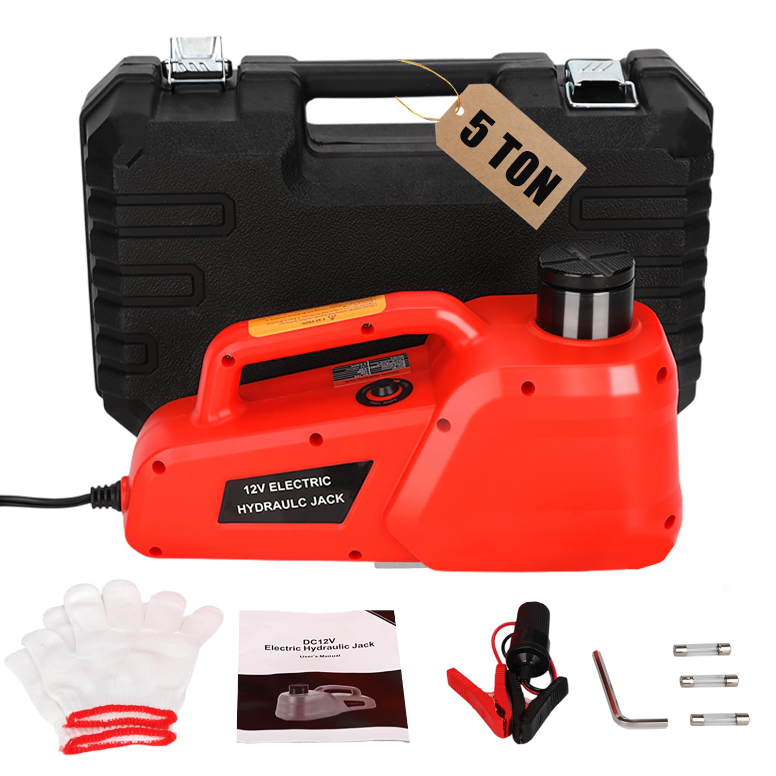 Trihelper Electric Car Jack 5 Ton 12V Hydraulic Jack Portable Car Lift Floor Jack Stand for Sedans SUV MPV Sedan Truck Change Ti