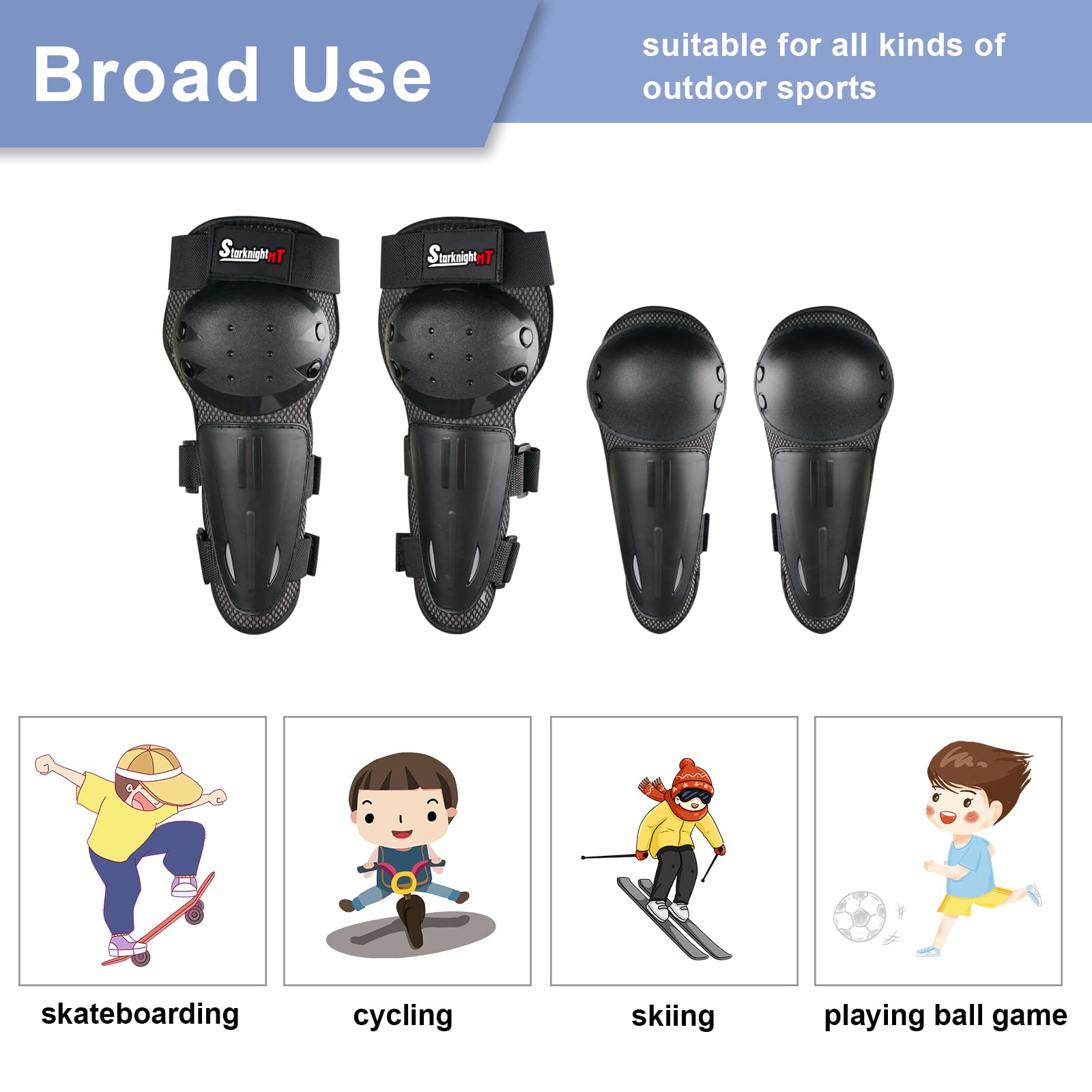 Kids Dirt Bike Elbow Knee Pads,StarknightMT Protective Shin Guards Gear Set for Youth Motorcycle Motocross Mountain Biking Skate