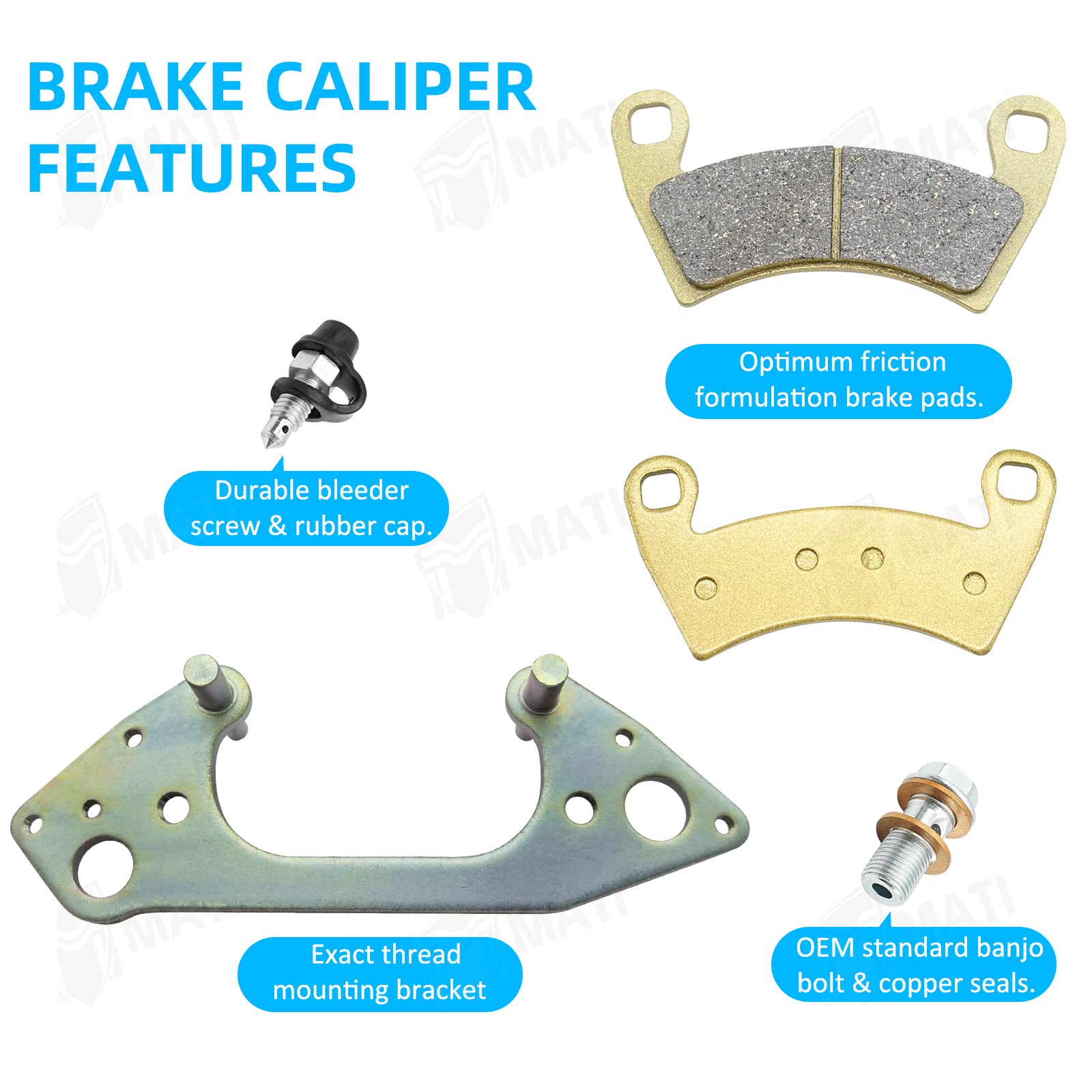 M Mati Front Left Right Brake Calipers For Polaris Ranger 800 Ranger 900 Ranger Diesel Rzr 4 800 Rzr 900 1000 Ranger 500 570 700