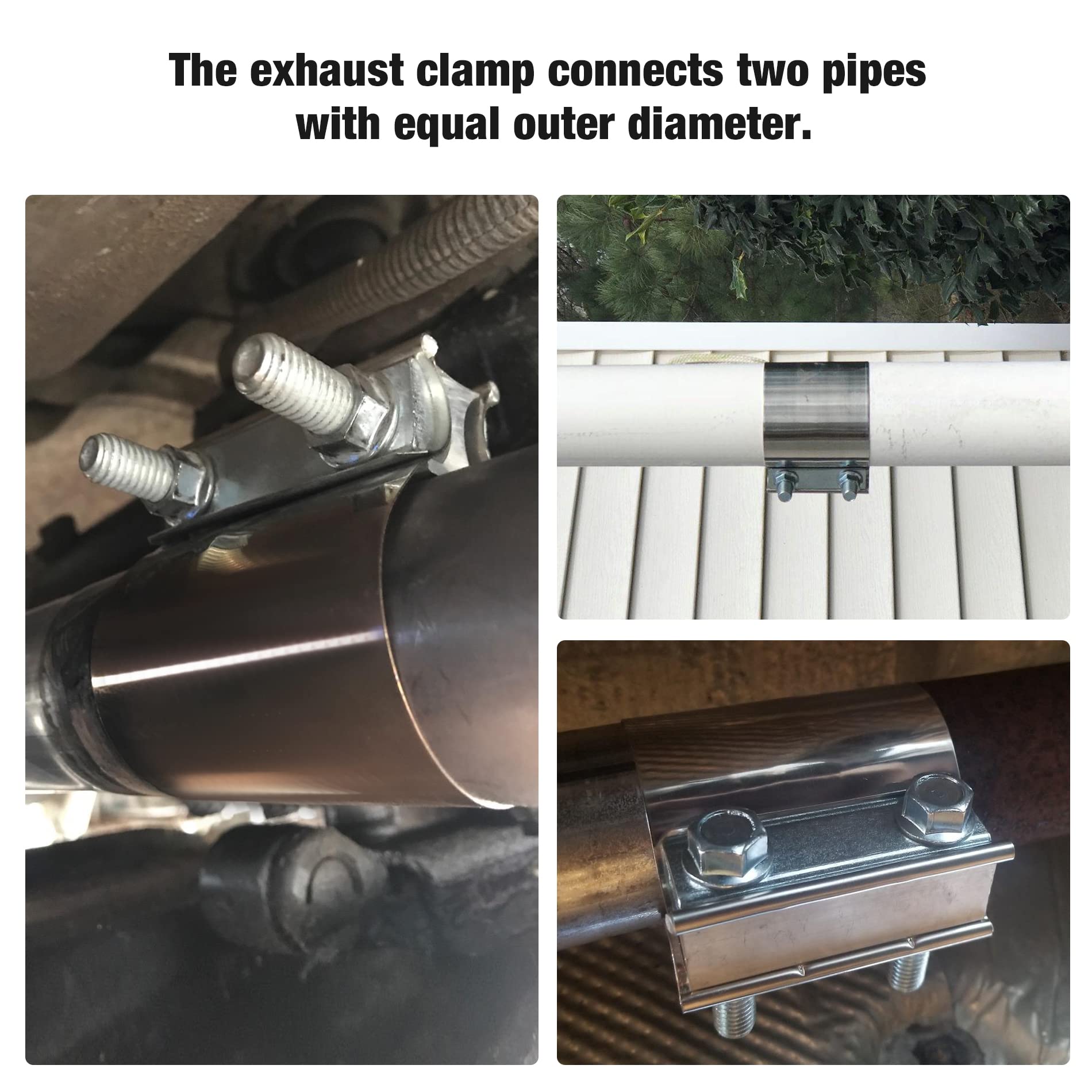 EVIL ENERGY Exhaust Clamp,Butt Joint Band Clamp Sleeve Coupler Stainless Steel (2.5 Inch,2Pcs)