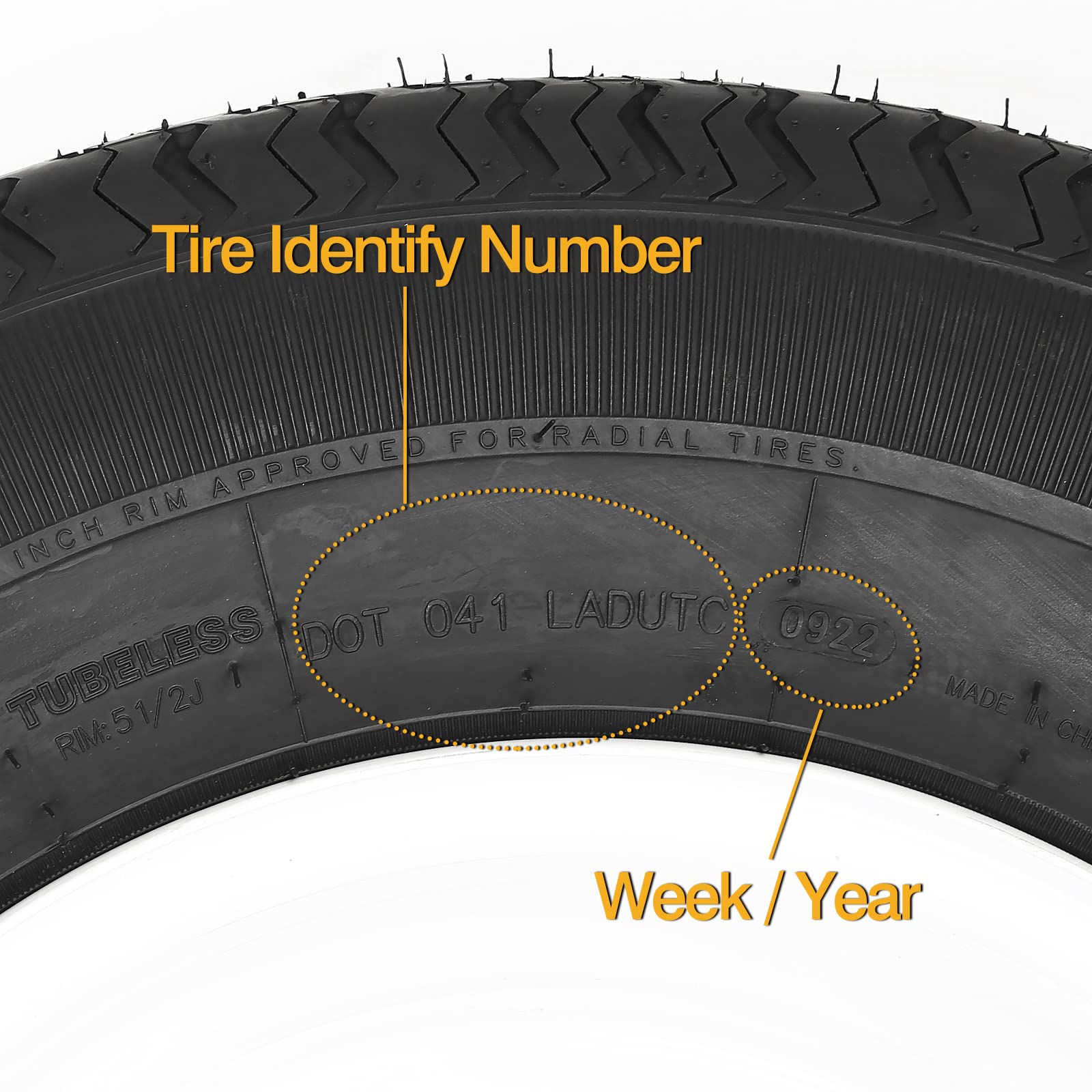 Set Of 2 Durun St205/75R14 Radial Trailer Tire,St205-75R14 St 205/75R14, 8 Ply Load Range D, 105M