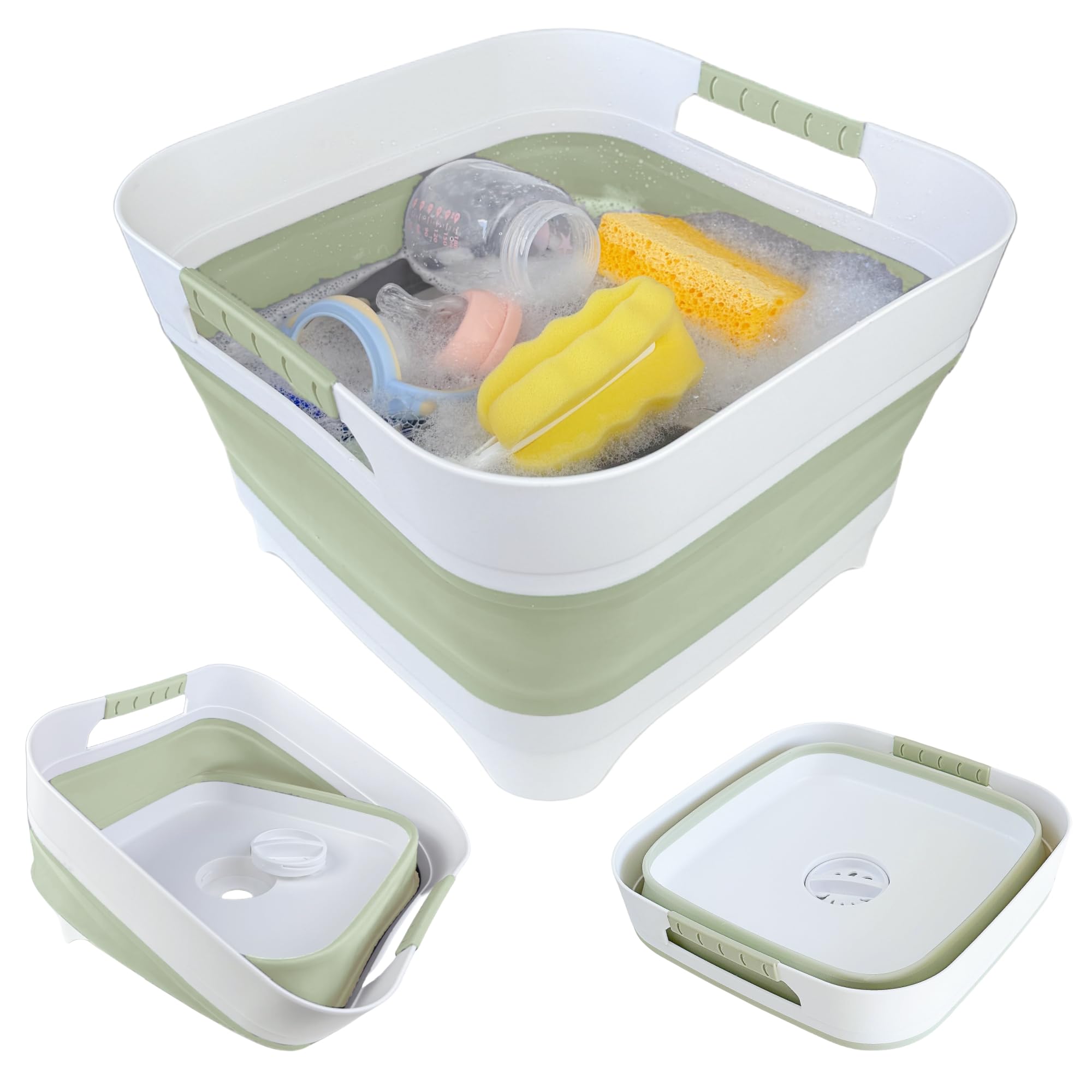 GIMWA Wash Basin for Baby Bottles, Versatile Wash Tub for Kitchen, RV, Outdoor Camping Sink, Sturdy Bottle Tub Easy to Clean (Gr