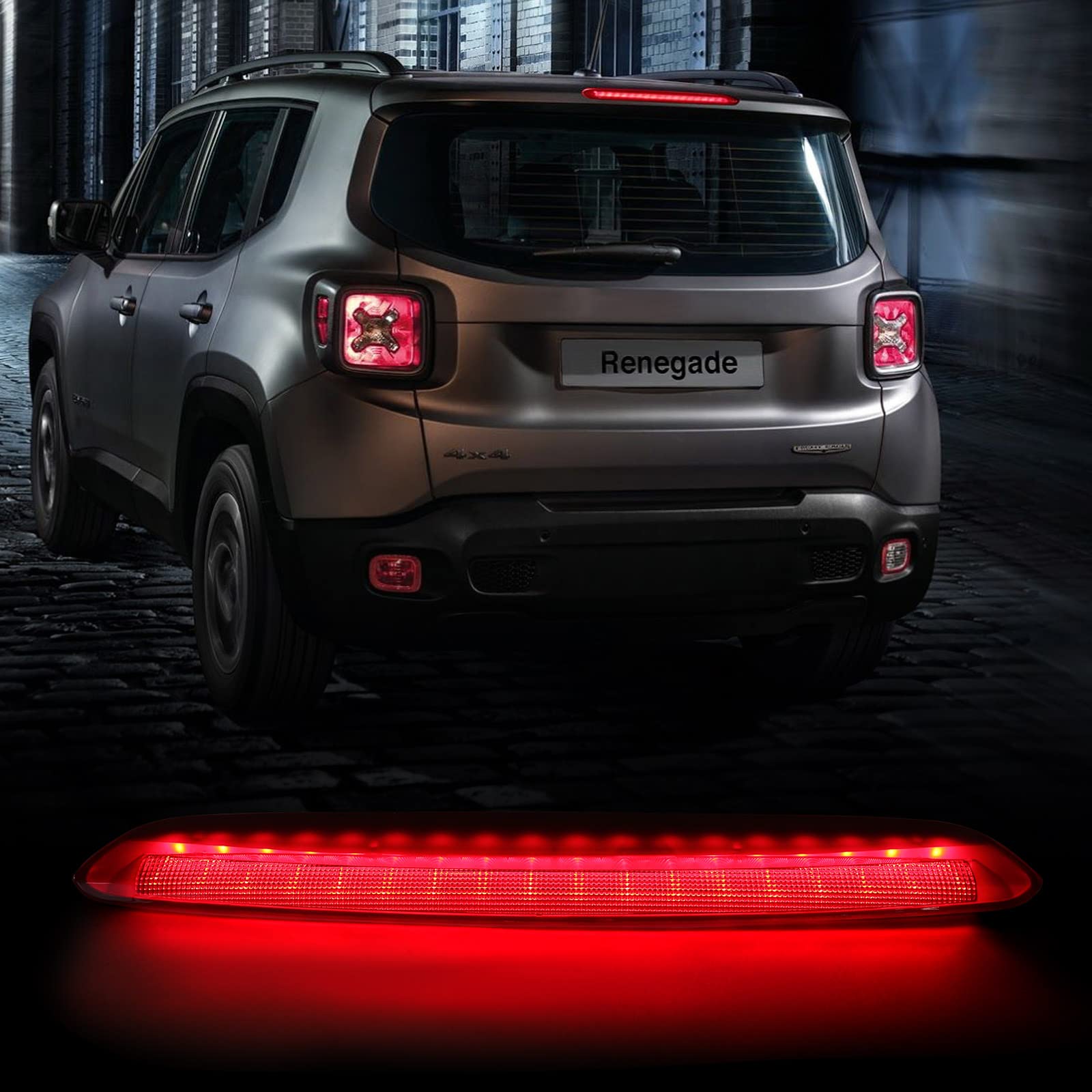 FIONE High Mounted Third Brake Light LED for Jeep Renegade 2015-2021, Red Replacement 68247167AA