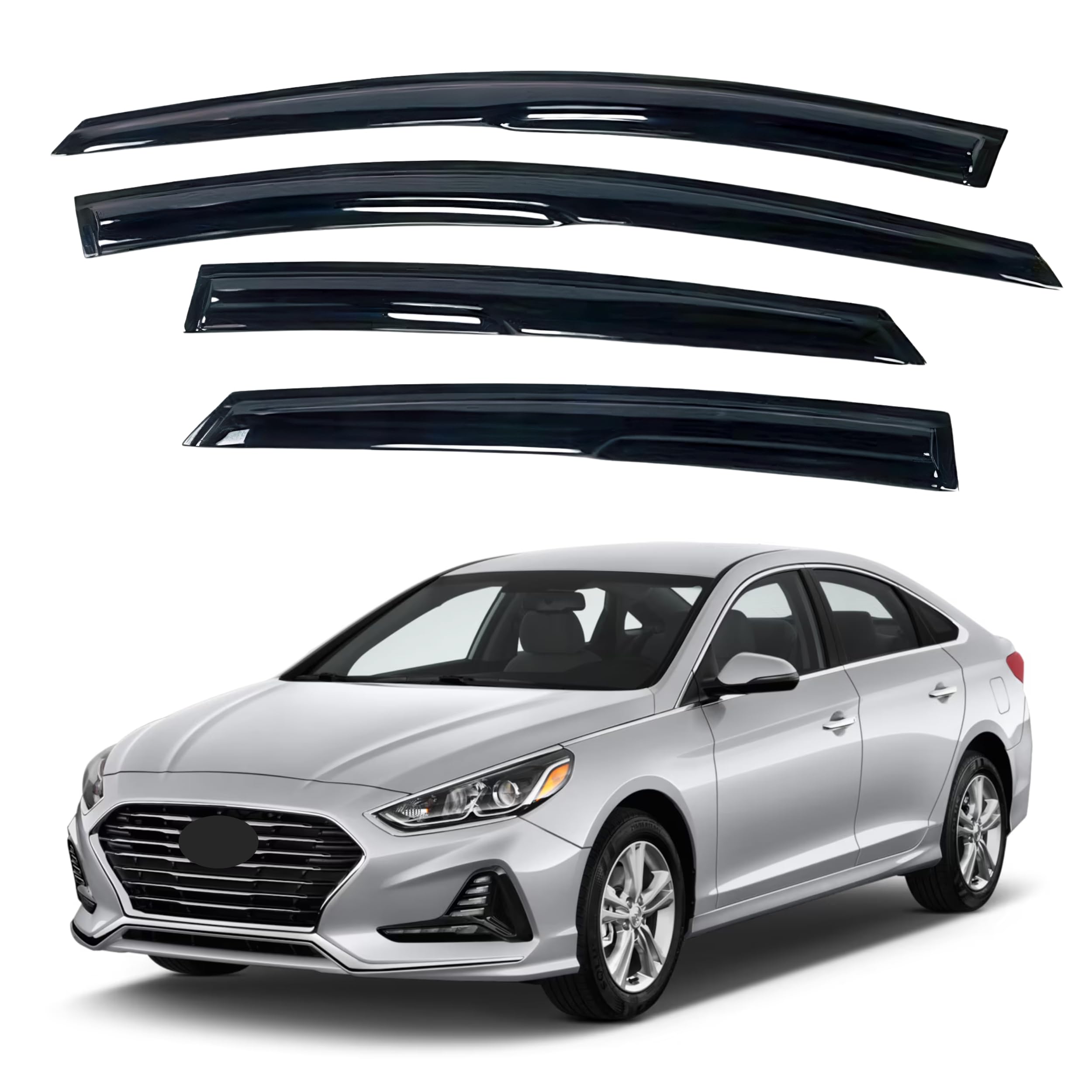 Ig Window Visor For Hyundai Sonata 2015-2019 & Sonata Hybrid 2017-2019, Rain Guard Tape-On Extra Durable Sun Wind Side Vent Wind