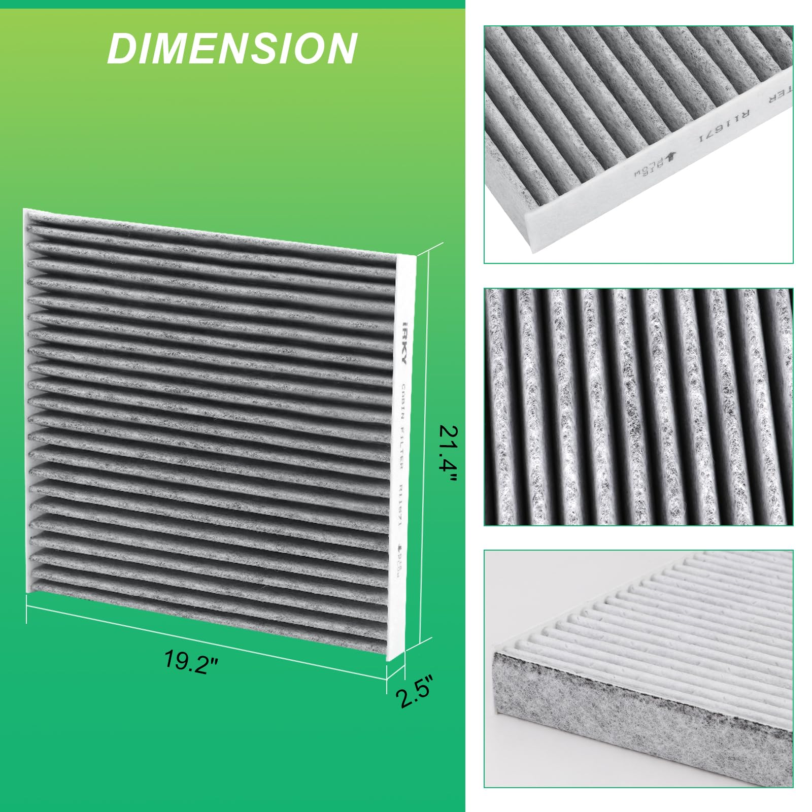 CF11671 Cabin Air Filter Replacement with Activated Carbon CP671 Compatible with RAM 1500/2500/3500 2016-2024 RAM 4500/5500 2016