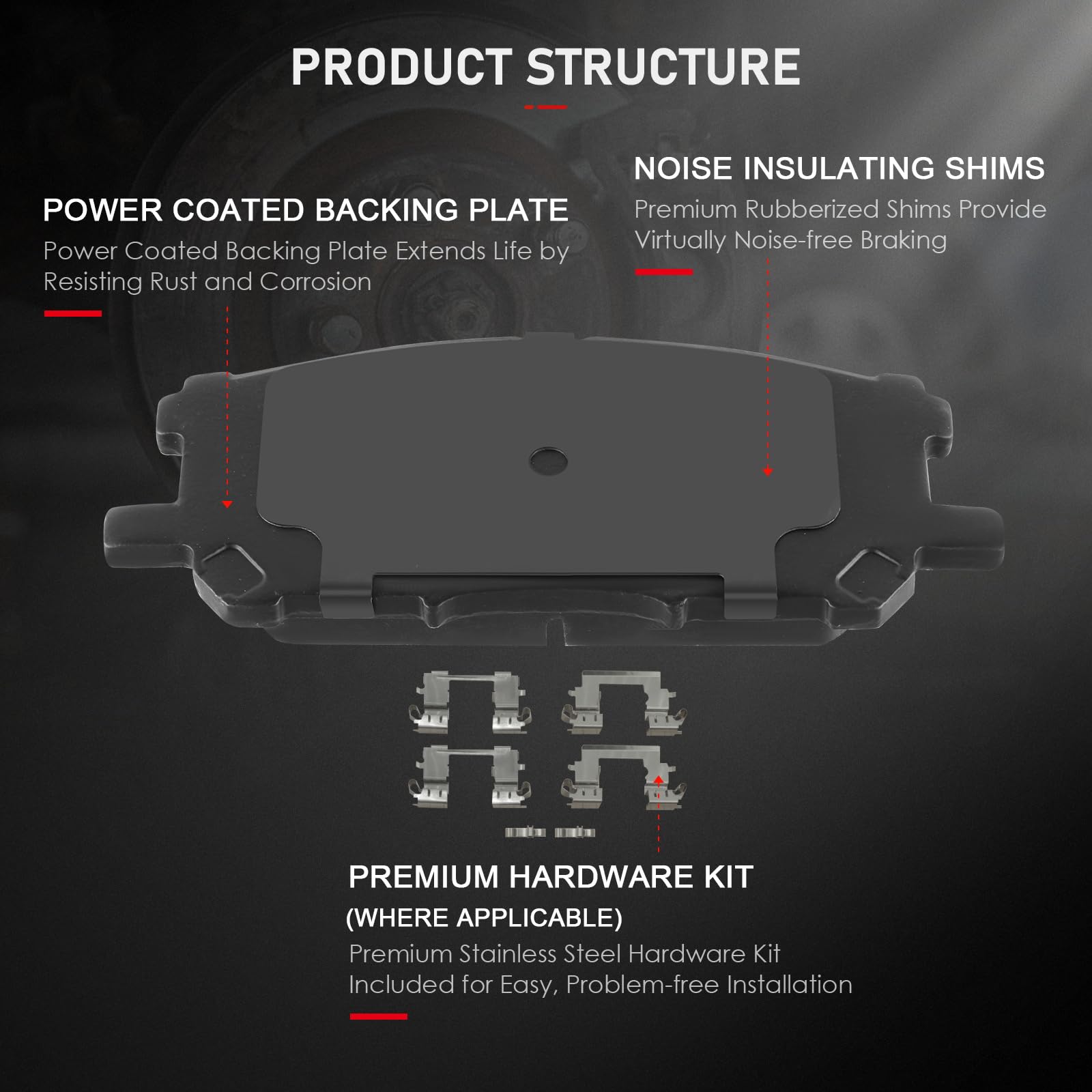 Cciyu D1005 D996 Front & Rear Semi-Metallic Disc Brake Pads Kit For Lexus Rx330 2004-2006,For Lexus Rx350 2007-2009,For Toyota F