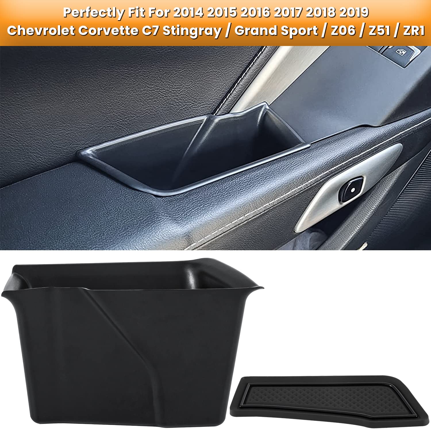 Inner Door Armrest Storage Box Tray For Chevrolet Corvette C7 Z06 Z51 Zr1 Stingray Grand Sport 2014 2015 2016 2017 2018 2019 Int