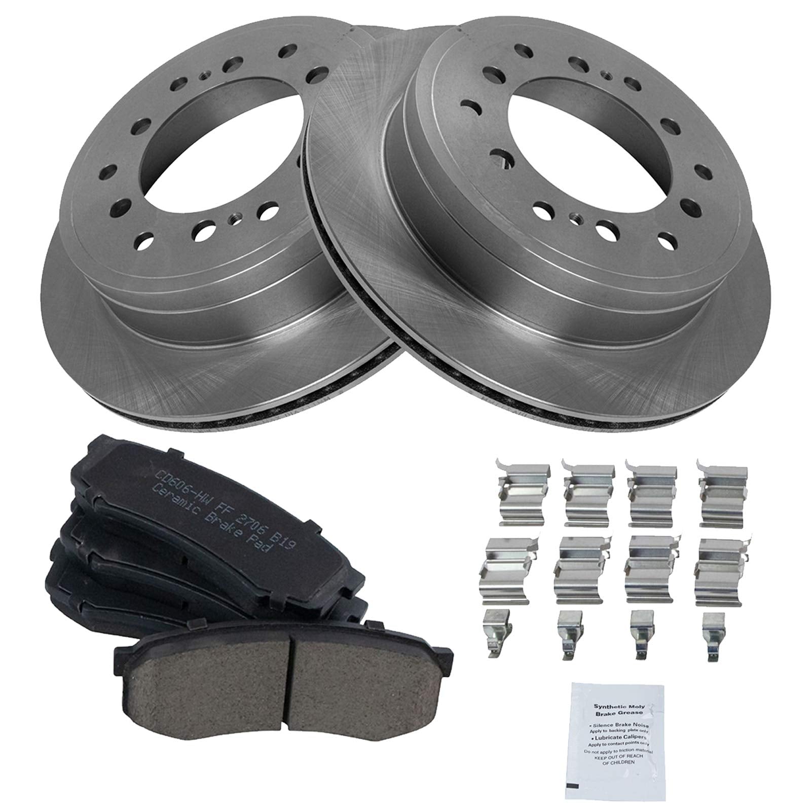Trq Rear Brake Pad & Rotor Kit Brake Pads Brake Rotor Ceramic Compatible With 2010-2022 Lexus Gx460 Toyota 4Runner 2010-2014 Fj