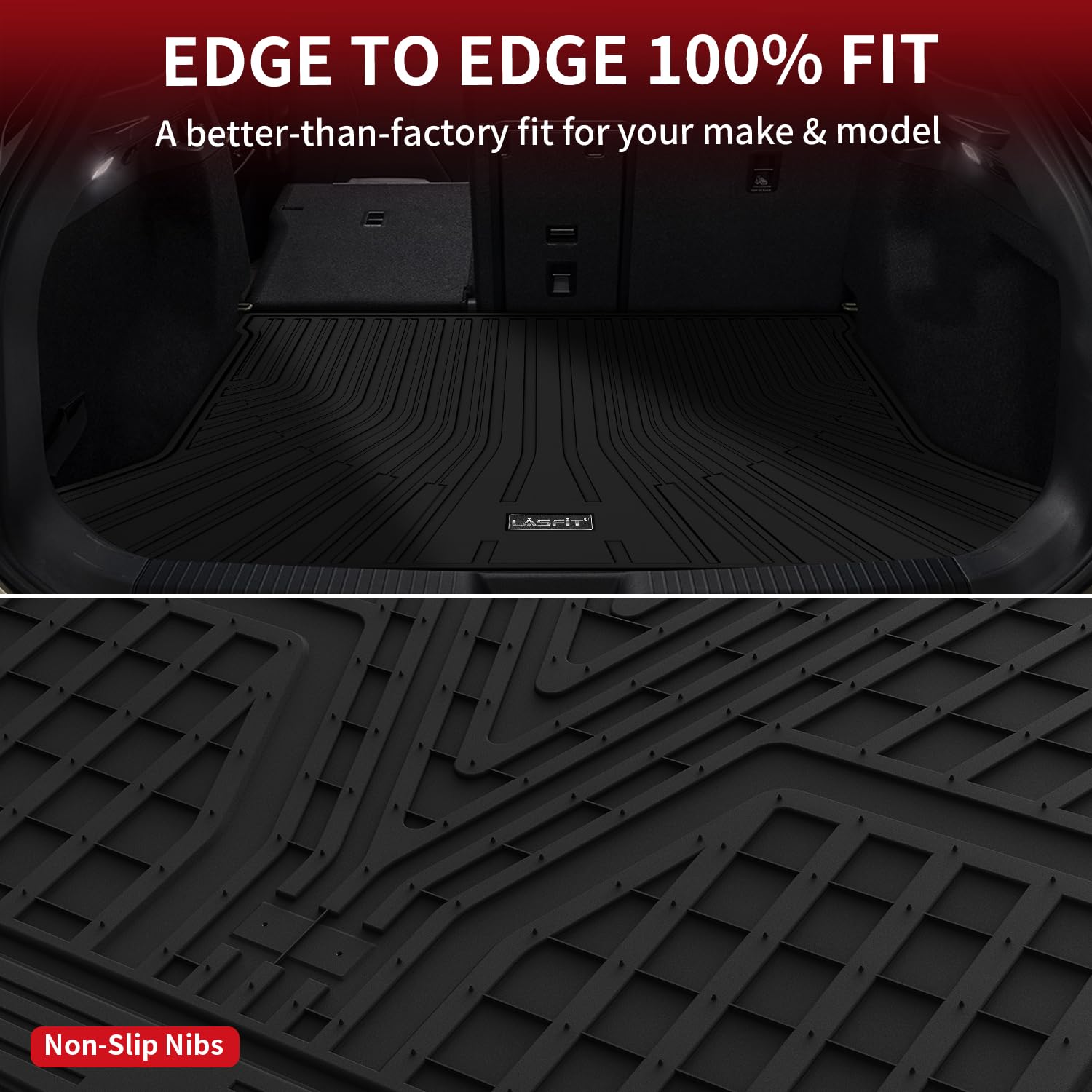 Lasfit Cargo Mat Fit For Volkswagen Vw Id.4 2025 2024 2023 2022 2021 All Weather Tpe Trunk Liners (Only Fit Non-Adjustable Carpe