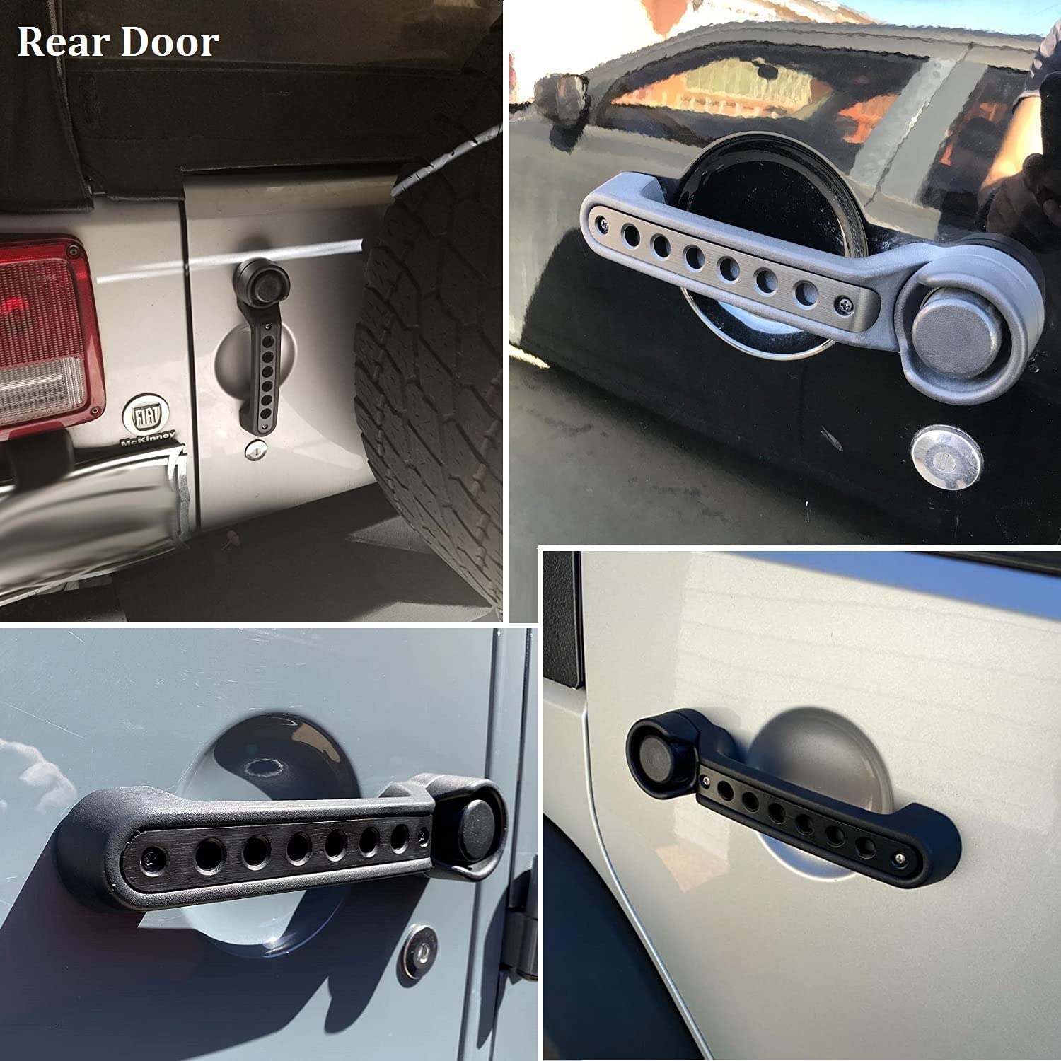 Side Door Handle Covers+Push Button Knobs Covers Parts Trim Fits For Jeep Wrangler Accessories Jk Jku Sahara Unlimited 2007-2018 Exterior Grab Handles Pull Jk Mods Decoration (Aluminum Black, 10 Pcs)