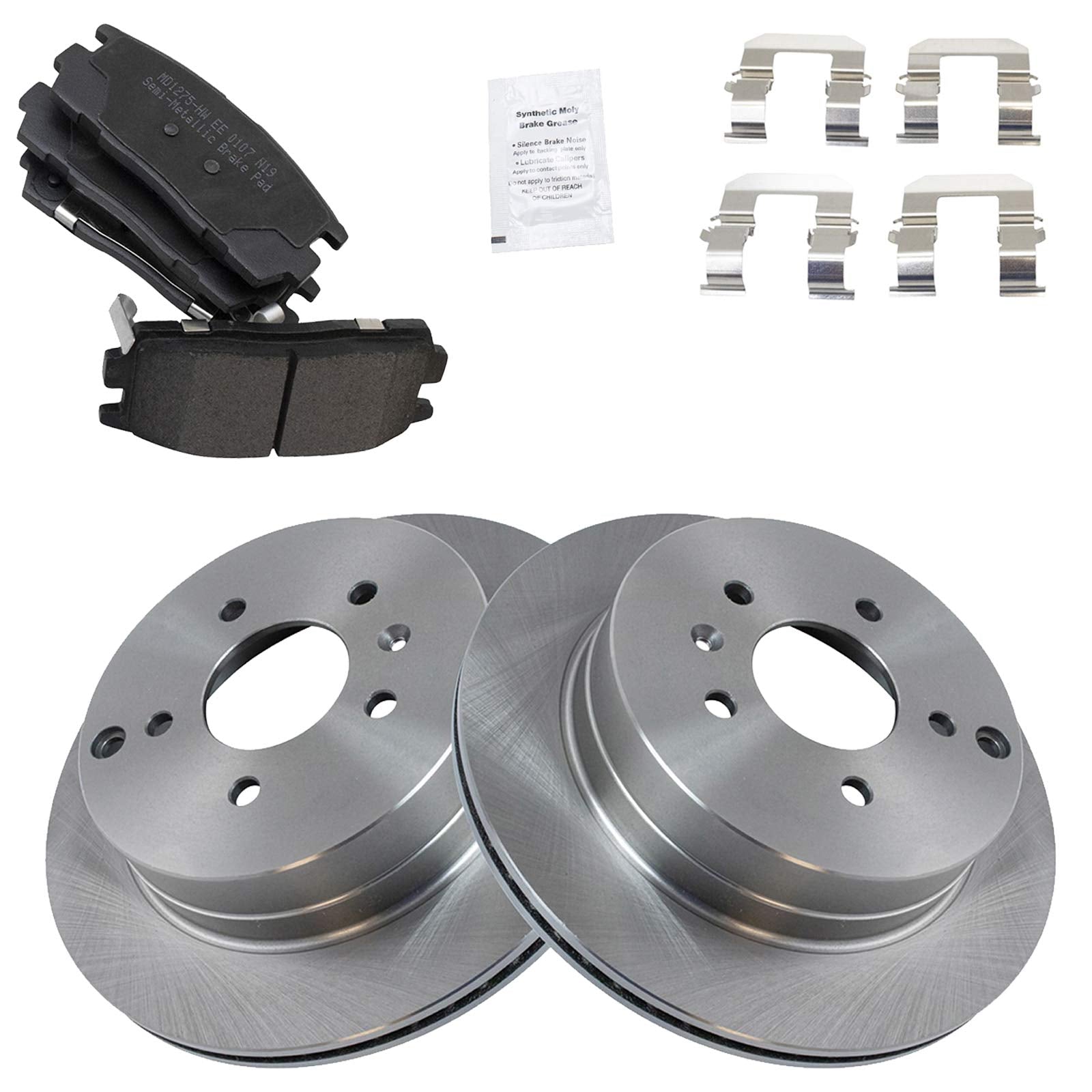 Trq Rear Brake Pad & Rotor Kit Brake Pads Brake Rotor Semi-Metallic Compatible With 2012-2015 Chevrolet Captiva Sport 2007-2009