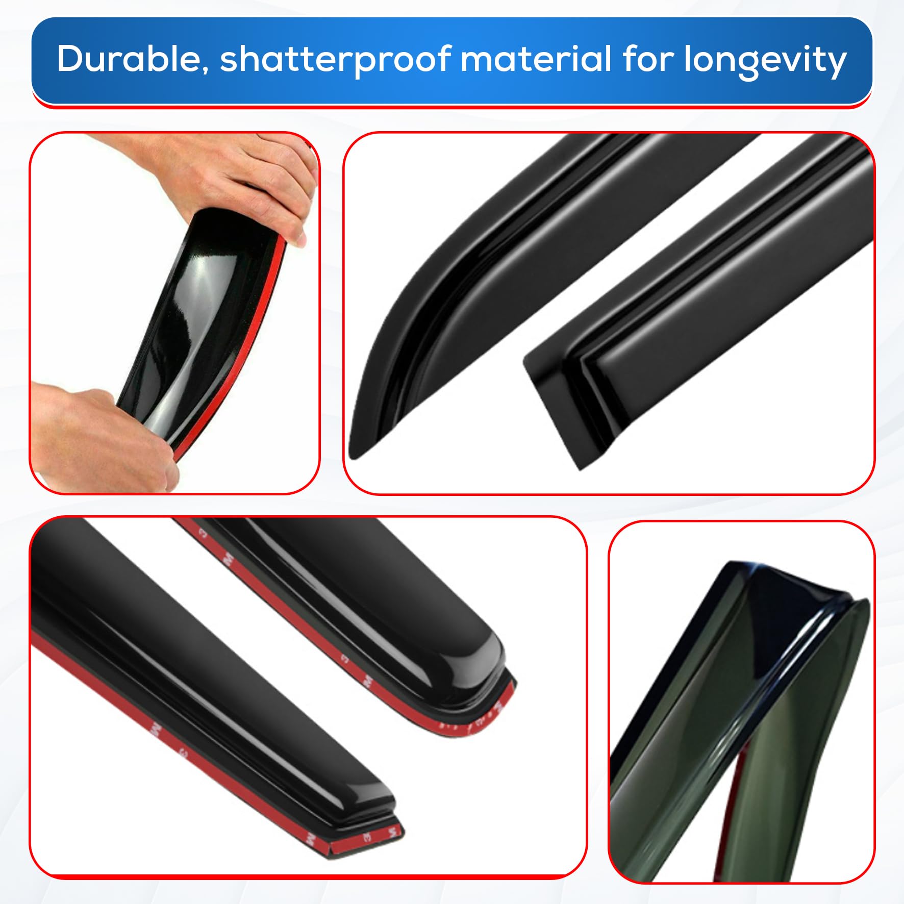 Kpy Window Visor Compatible With Audi A4 Sedan 2017-2023, 4Pc Rain Guard Side Window Vent Deflectors Tape-On Style, 2017 2018 20