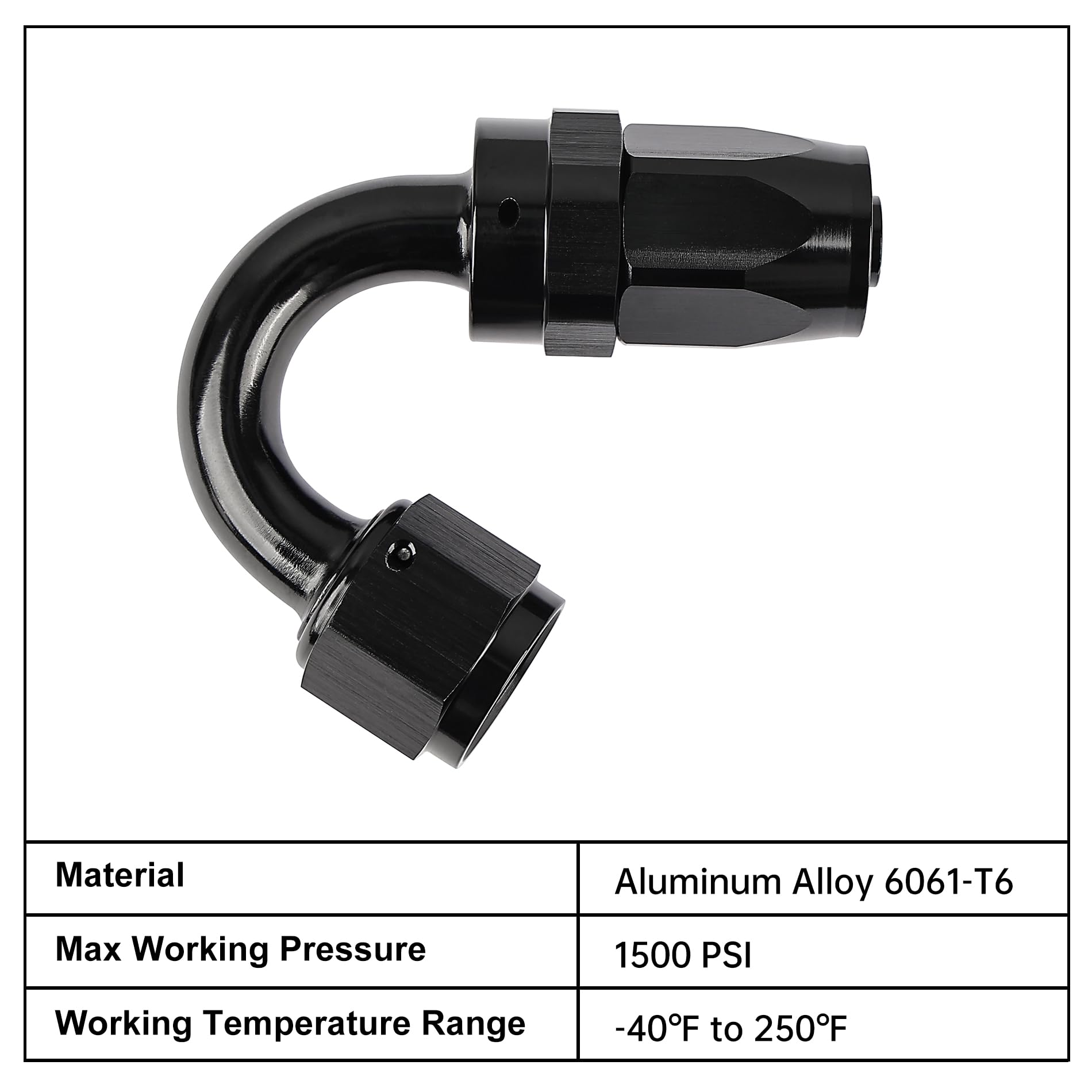 Evil Energy 8An Hose End Fitting 150 Degree Swivel For Cpe Braided Fuel Hose Black