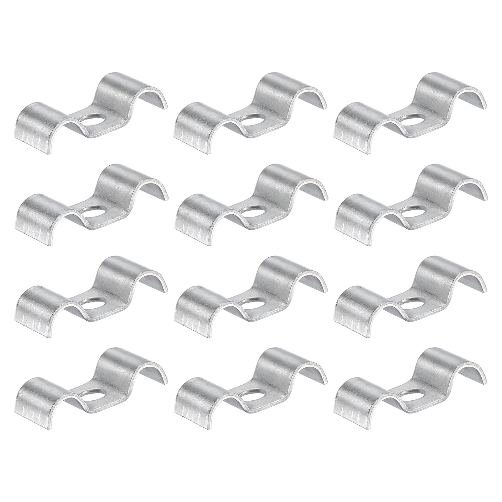 HARFINGTON 12Pcs Stainless Steel Double Line Clamp 8 mm / 5/16 inch Fuel Lines Clips M-Shape Mounting Clip for Brake Fuel Lines 