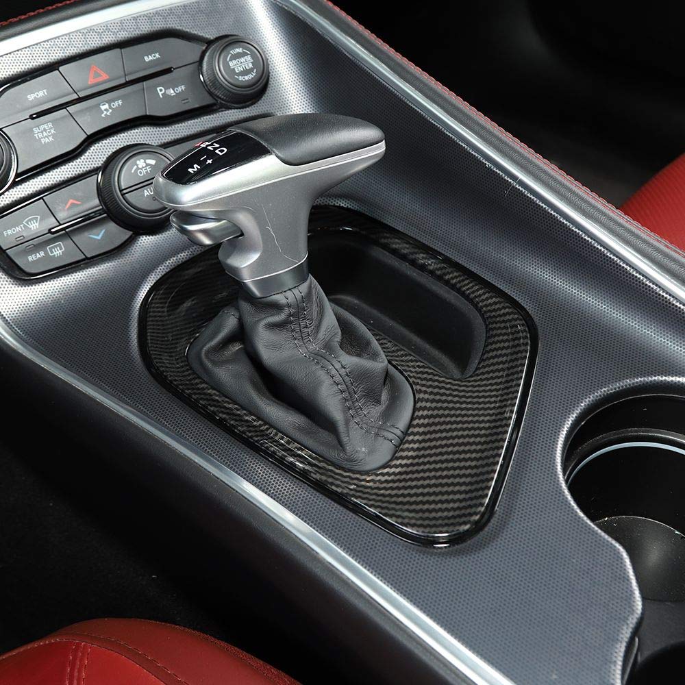 Voodonala For Dodge Challenger 2015-2023 Center Gear Shift Panel Covers Decoration Trim Accessories For Dodge Challenger 2015-2023 (Carbon Fiber Grain)