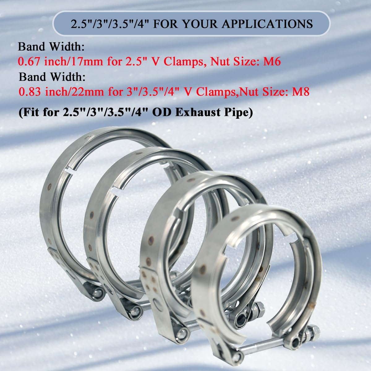 Elifecenter 3 Inch Exhaust V band Clamp 304 Stainless Steel V-Clamp for 3'' OD Flange Kits