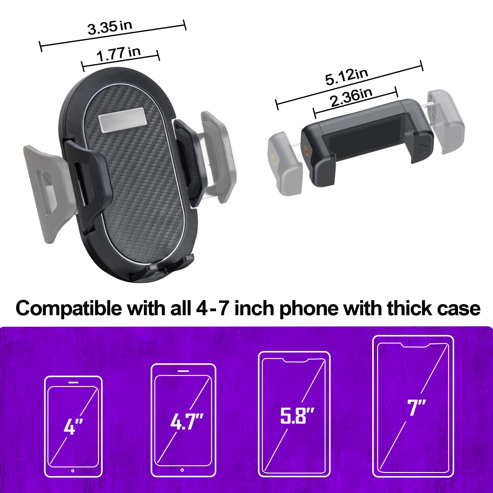Neepiar Phone Holder Mount for 2011-2018 Jeep Wrangler JK JKU - Black Plastic Multi-Mount Kit with Storage Box