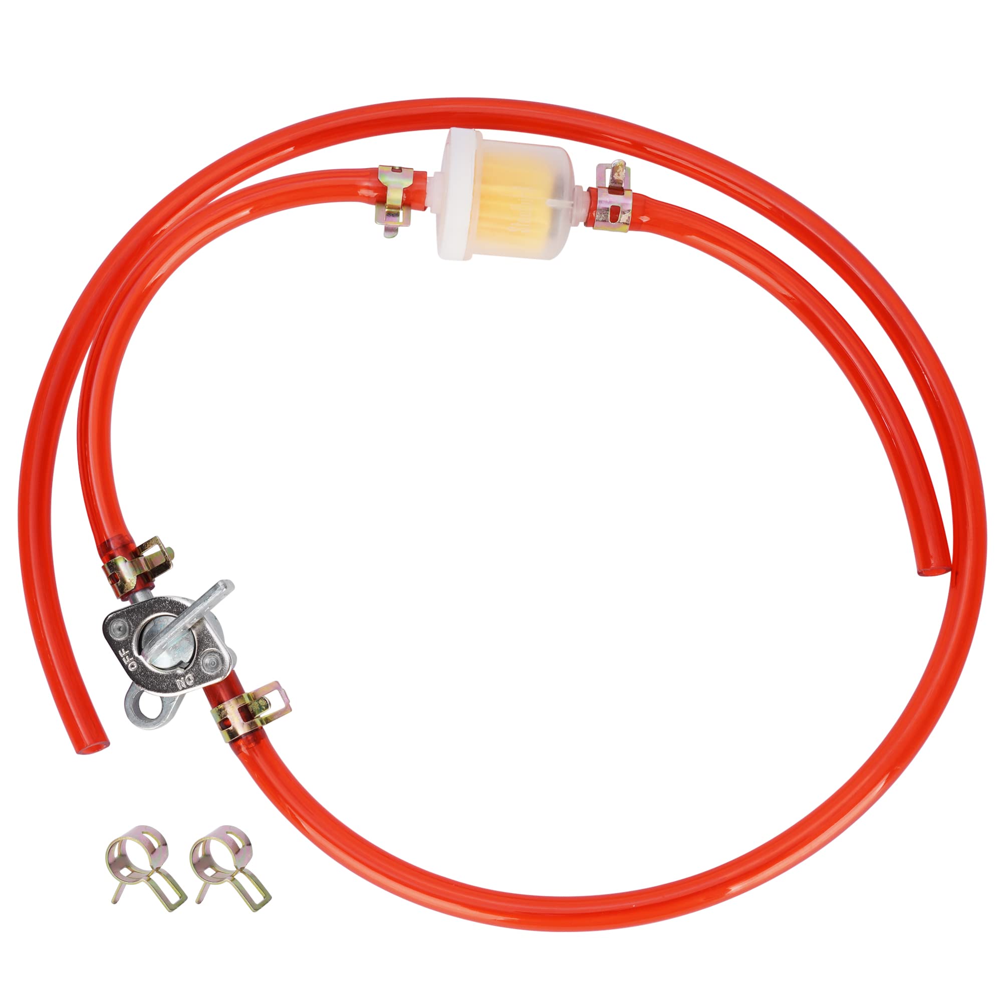 Inline Fuel Petcock Gasoline Filter Tubing Set with Clamps for 50cc 70cc 110cc 125cc 150cc 250cc Baja BA150 ATV 4 Wheeler Gas Sc