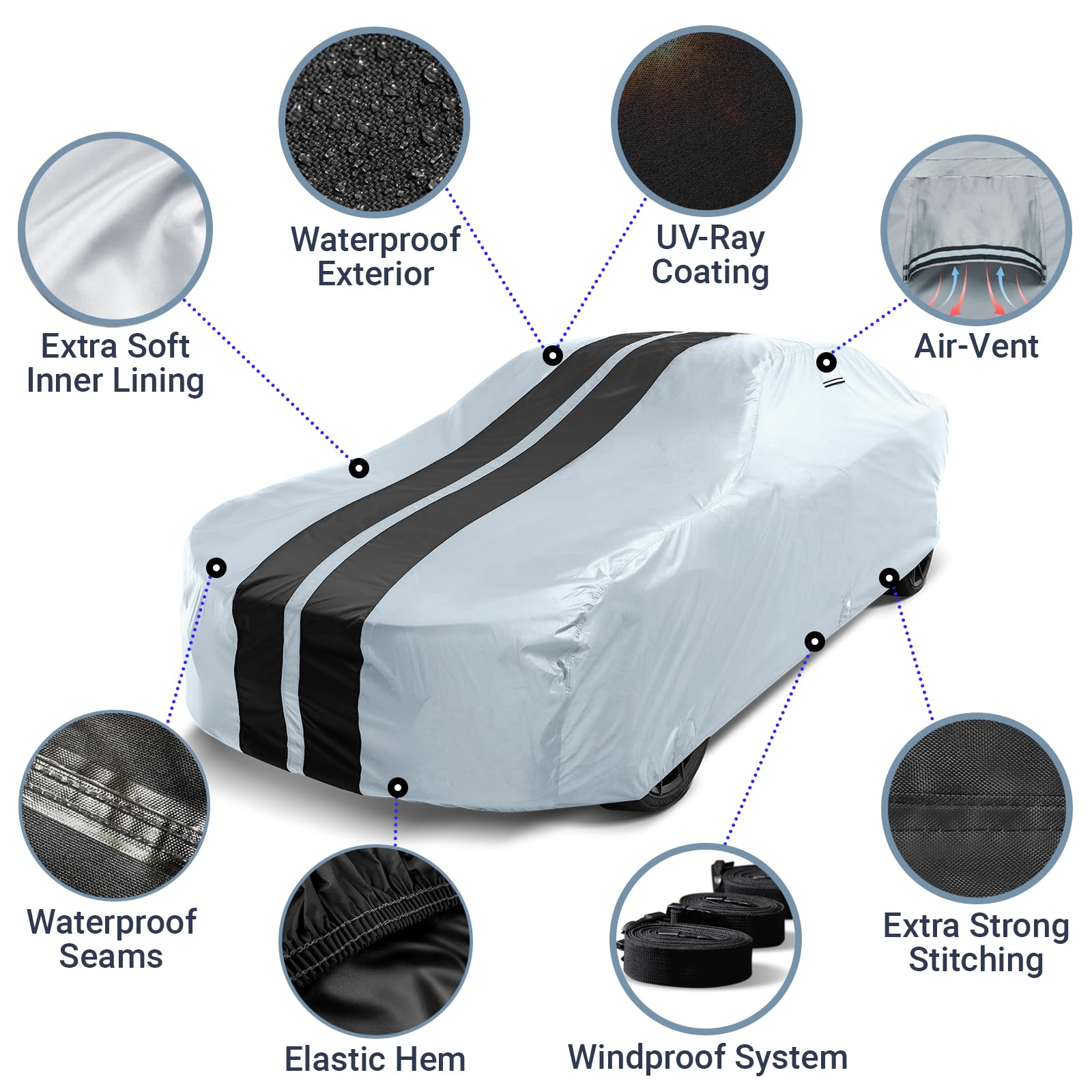 iCarCover Premium Plus Car Cover Waterproof All Weather Rain Snow UV Sun Protection, AR Spider, Porsche 930 944, BMW 2002, Z4, R