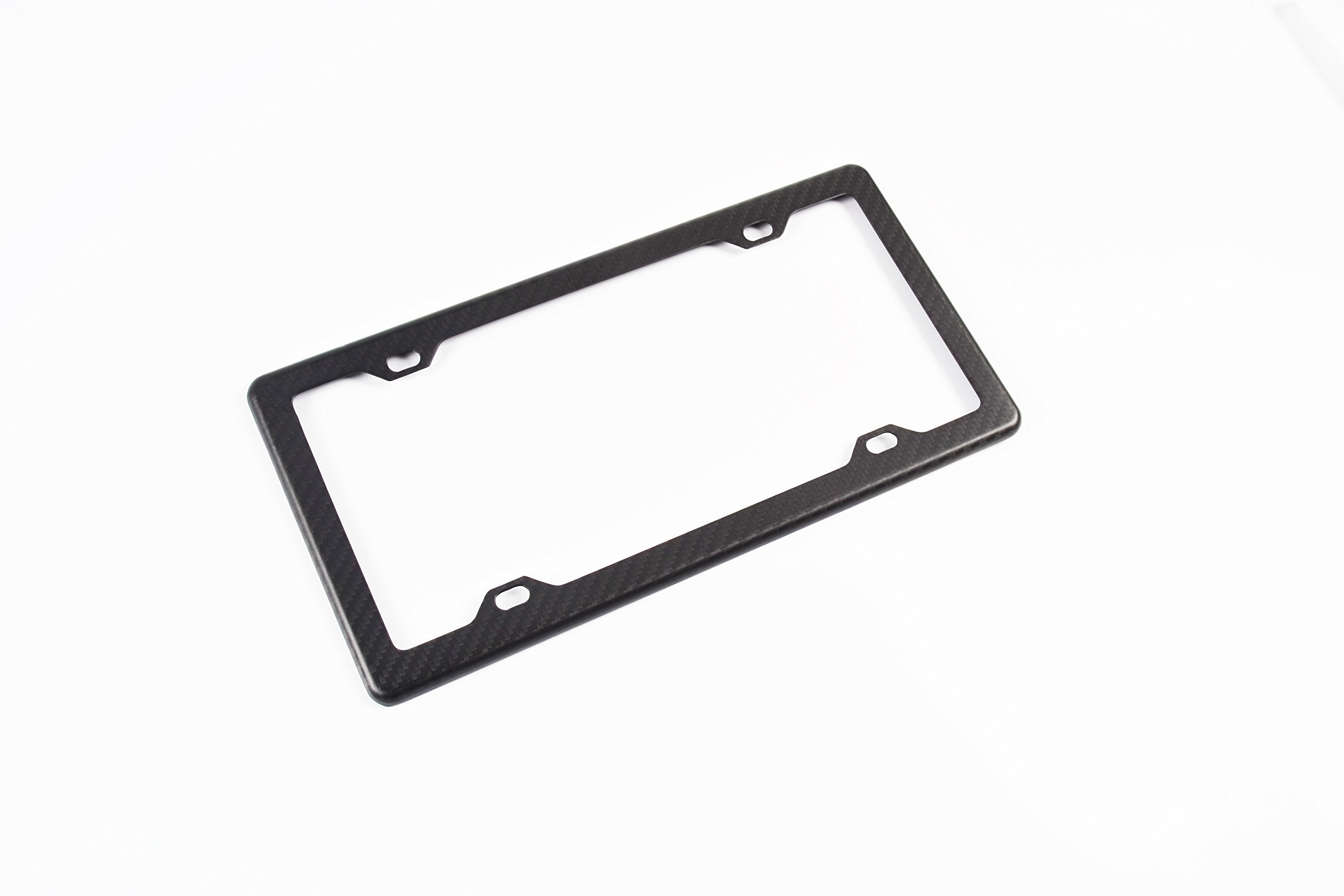 BLVD-LPF OBEY YOUR LUXURY 100% Real Carbon Fiber License Plate Frame with Slim 4 Holes & Matching Screw Caps | Matte Black Licen