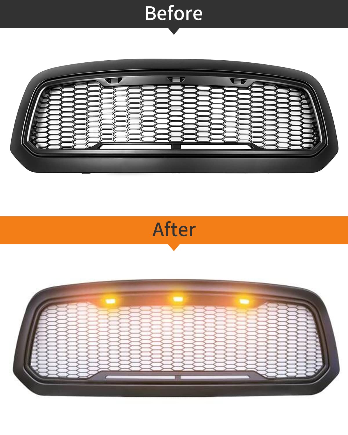 MEALAM Amber LED Lights 3PCS Front Grille Raptor Lamps Car Accessories with Harness and Fuse, Compatible with 2004-2019 for-d F1