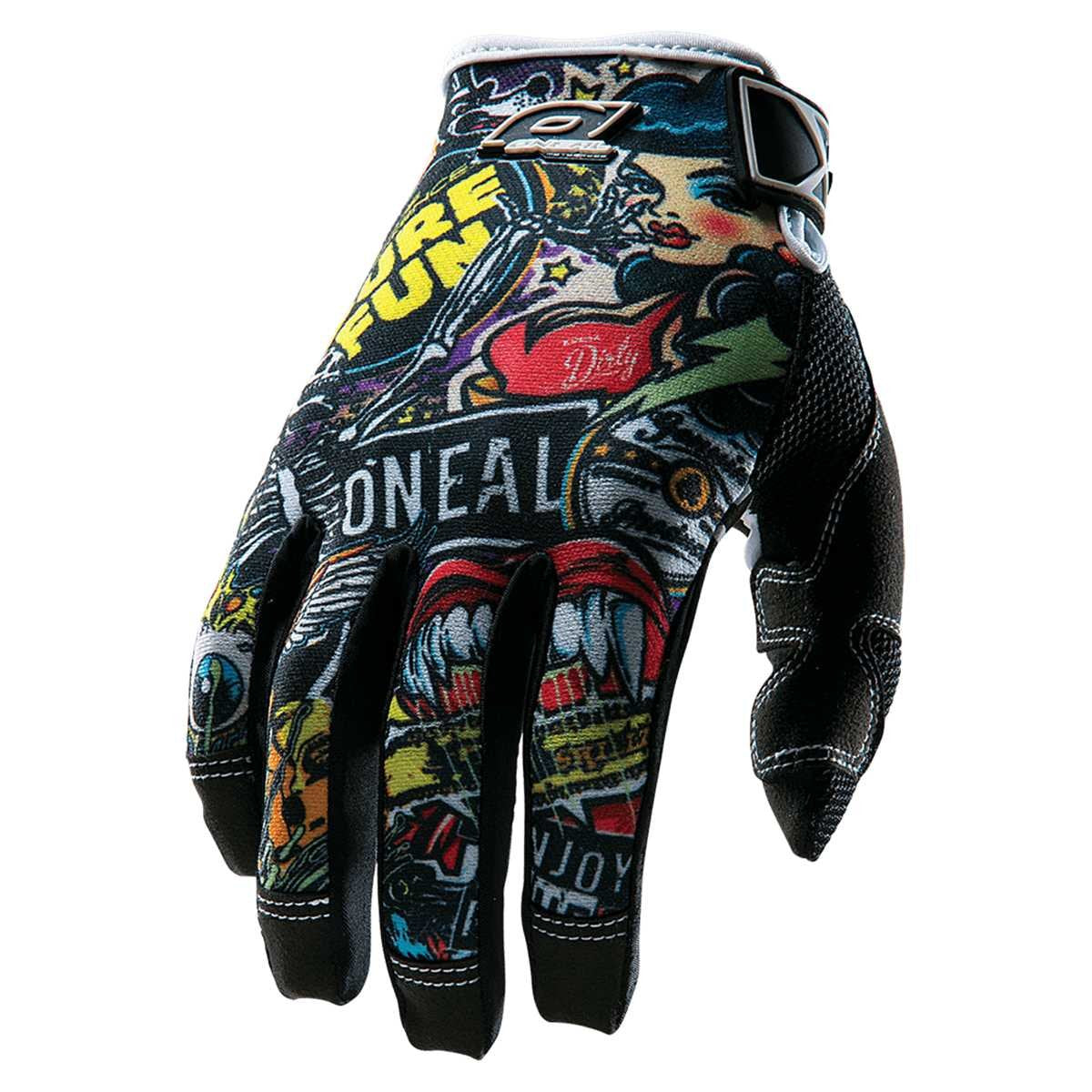 O'Neal 0385-129 Jump Gloves With Crank Graphic (Black/Multicolor, Size 9)