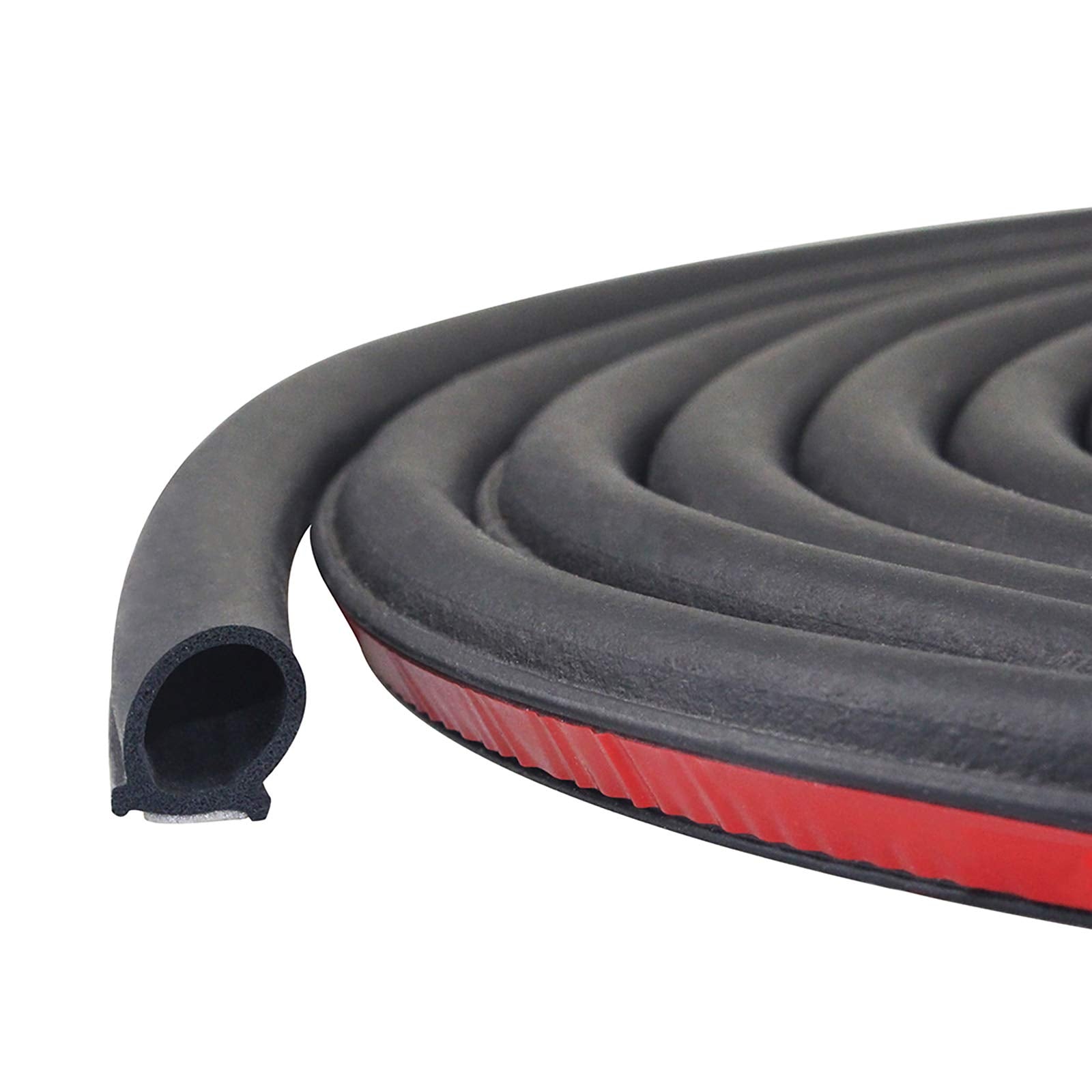 Storystore Universal Automotive Door Seal Strip D-Shape Self-Adhesive Weather Stripping For Car Truck Door Window Soundproof Noise Insulation Sealing (11/20 (W) X 11/20 (T) X 59' (L))