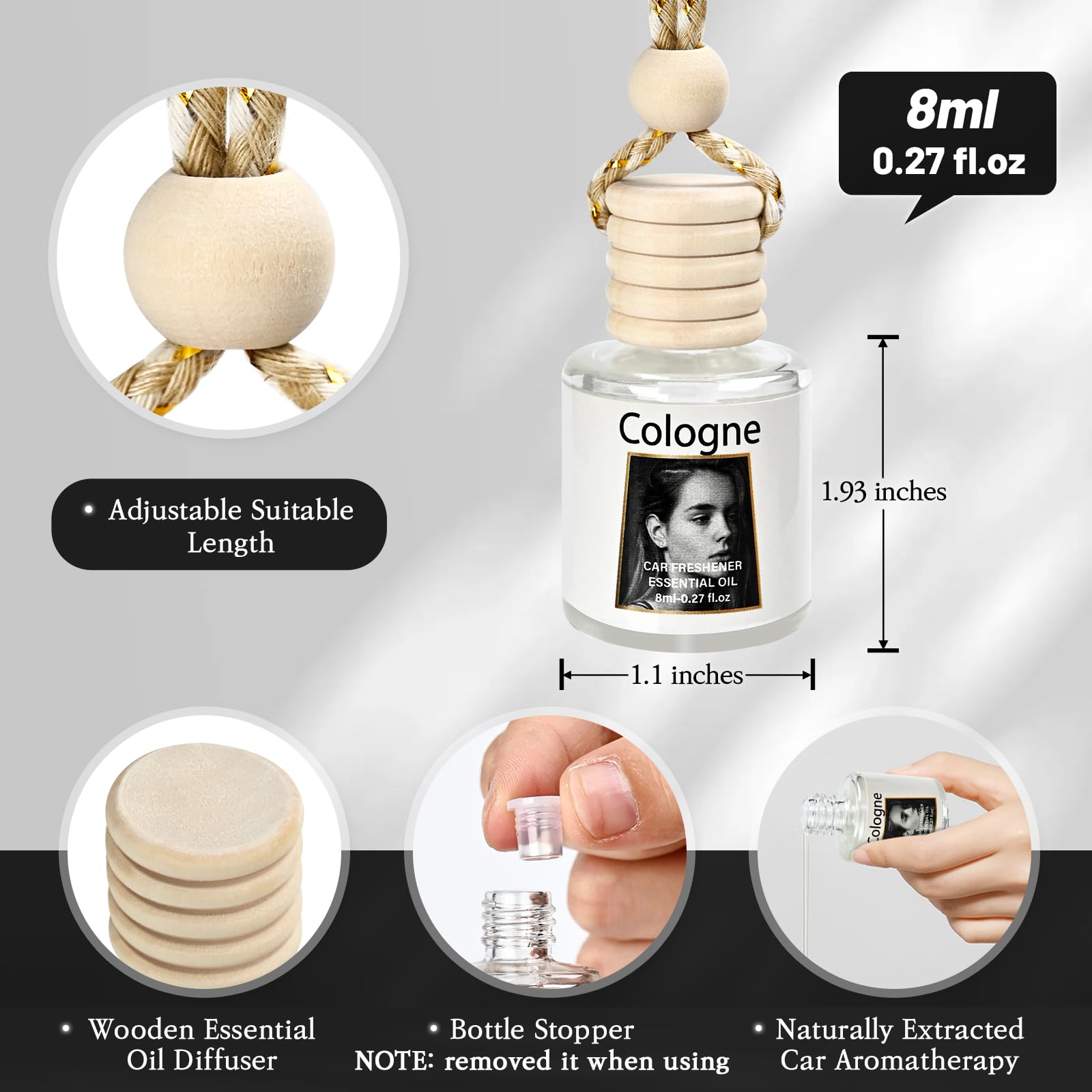 ZJCAHXJ 4 Pack Car Air Freshener Hanging, Natural Essential Oil Car Fresheners Long Lasting Car Fresheners Diffuser,Air freshene