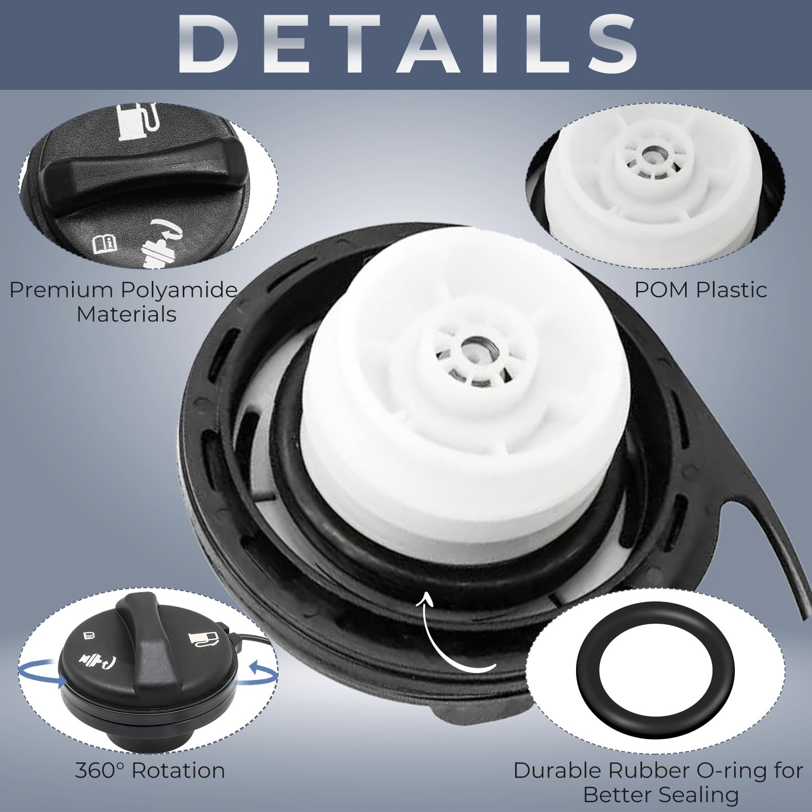 Gas Cap Fuel Cap For Chevrolet Gmc Cadillac, 1999-2003 Silverado/Sierra 1500 2500, 2000-2003 Yukon/Tahoe/Suburban 1500 2500, 200