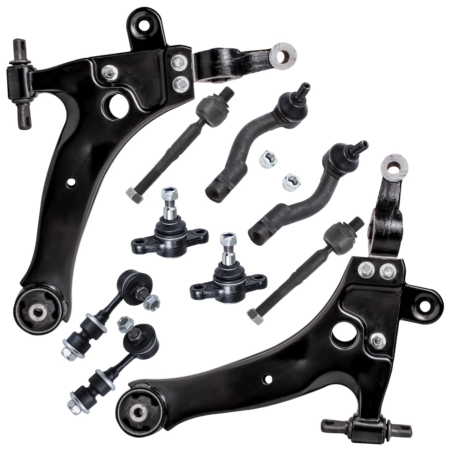 Detroit Axle - 10pc Front End Kit for 1999-2005 Sonata, 2002-2005 XG350, 2001 XG300, 2001-2006 Kia Optima, 2 Lower Control Arms,