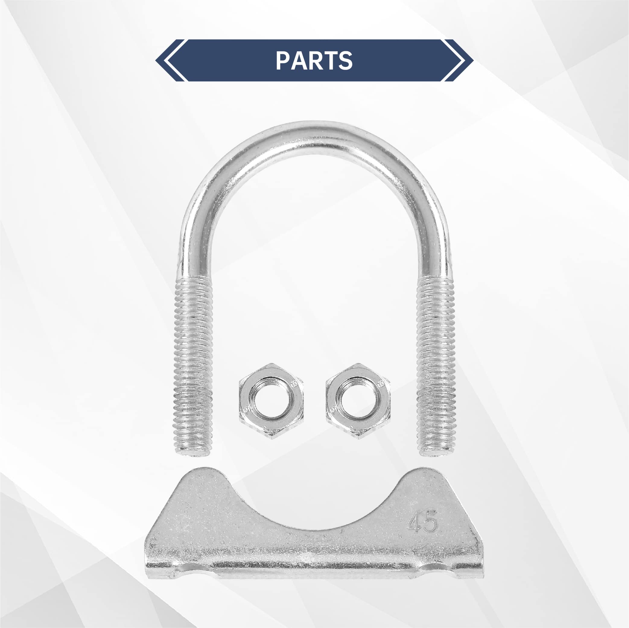 Batoneco 1.75'' U Bolt Clamp, Muffler Exhaust Clamps,1-3/4 Inch Saddle Style Heavy Duty Mild Steel(2-Pack)
