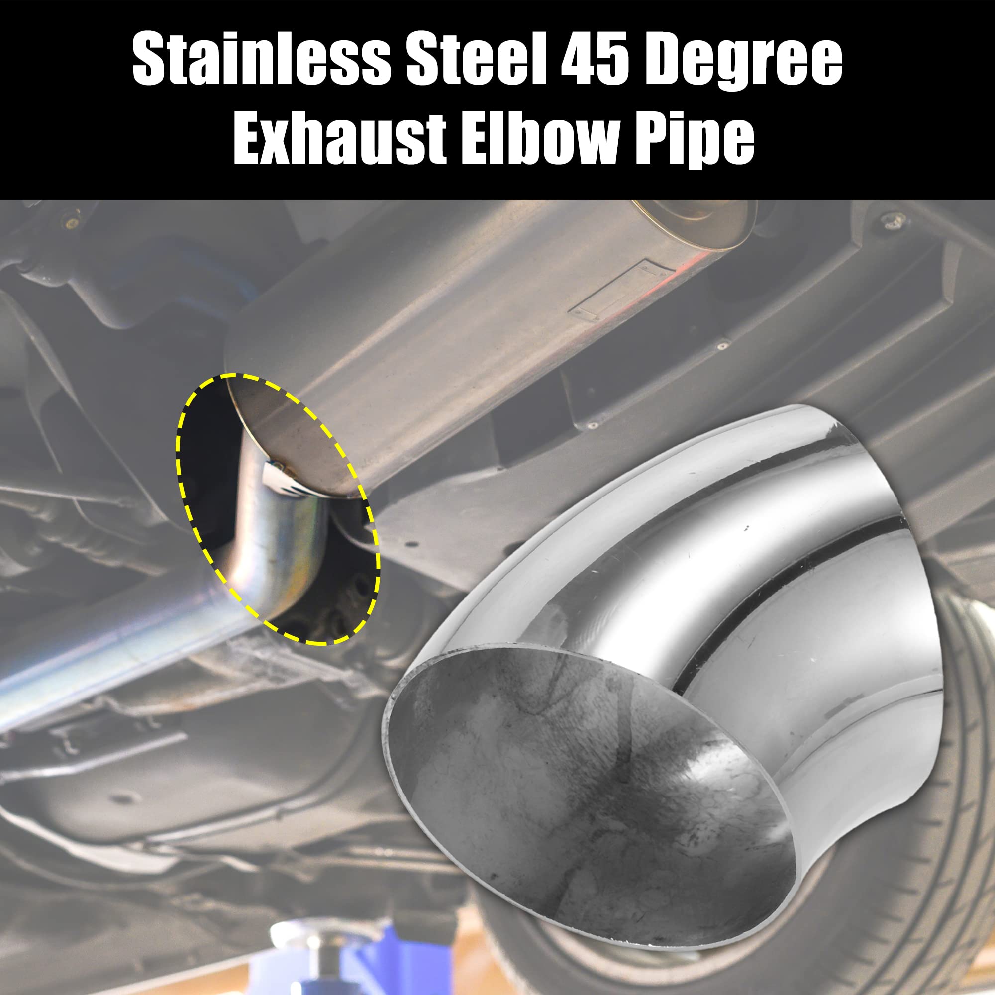 X AUTOHAUX 4 Pcs OD 4 Inch 45 Degree SS304 Stainless Steel Bend Tube Exhaust Elbow Pipe for Car Modified Exhaust System 4'' Pipi
