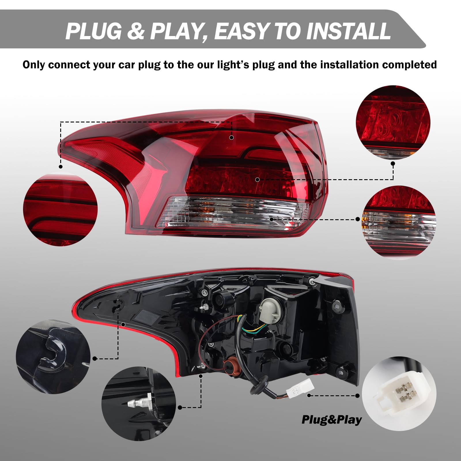 Clidr Inner Led Tail Light Lamp 8331A186 Generic Fit For Mitsubishi Outlander Phev 2016-2020 Right/Passenger Side