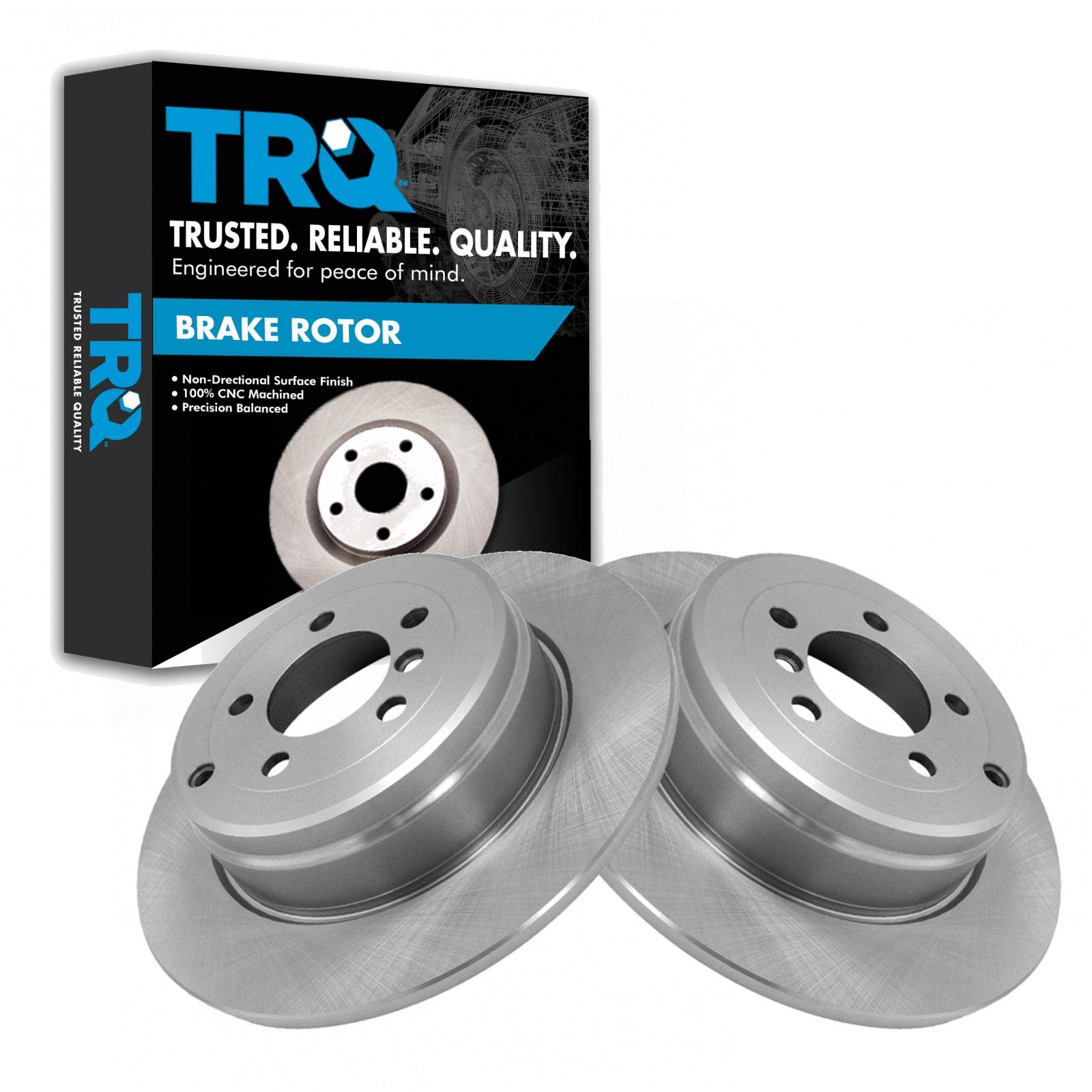 Trq Rear Brake Rotors Set Solid Compatible With 2003-2005 Land Rover Range Rover