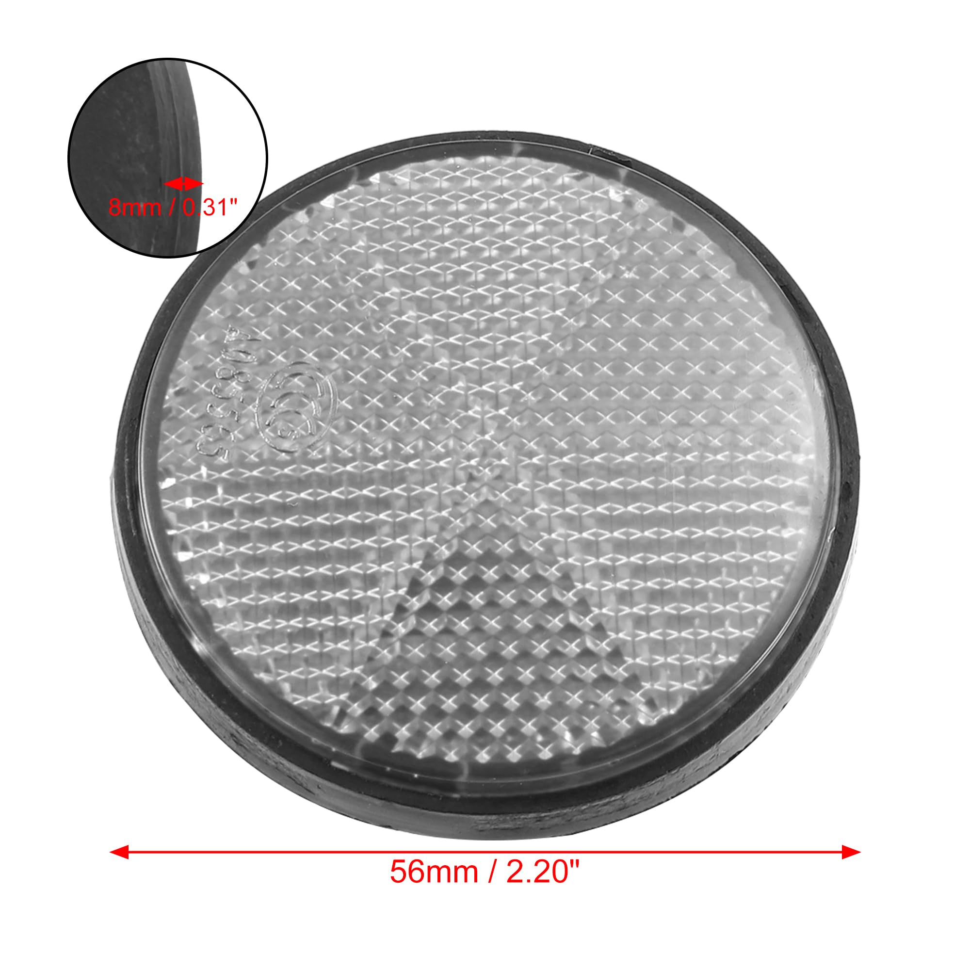 X Autohaux 2 Pcs 56Mm White Plastic Universal Round Reflective Warning Reflector With Adhesive Tape For Motorcycle Bike