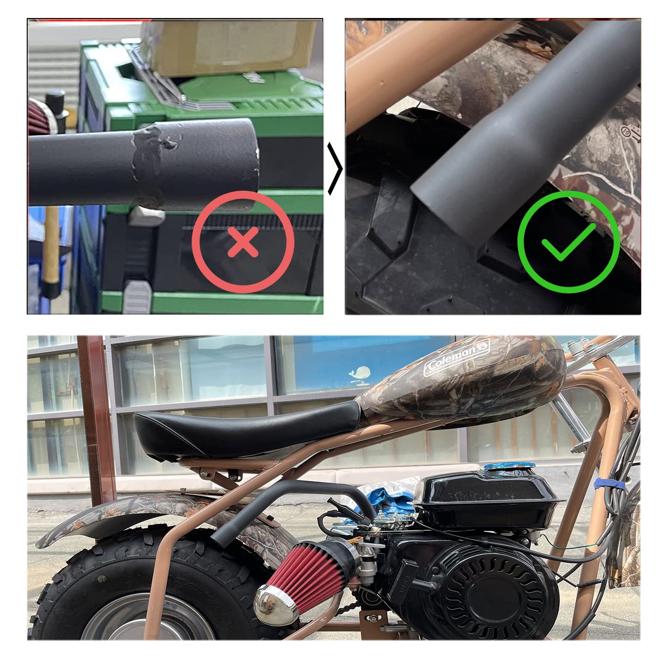 SJVLXHI Upgrade Exhaust with Muffler for Coleman CT200U/BT200X, 212cc/196cc, Iron, Black