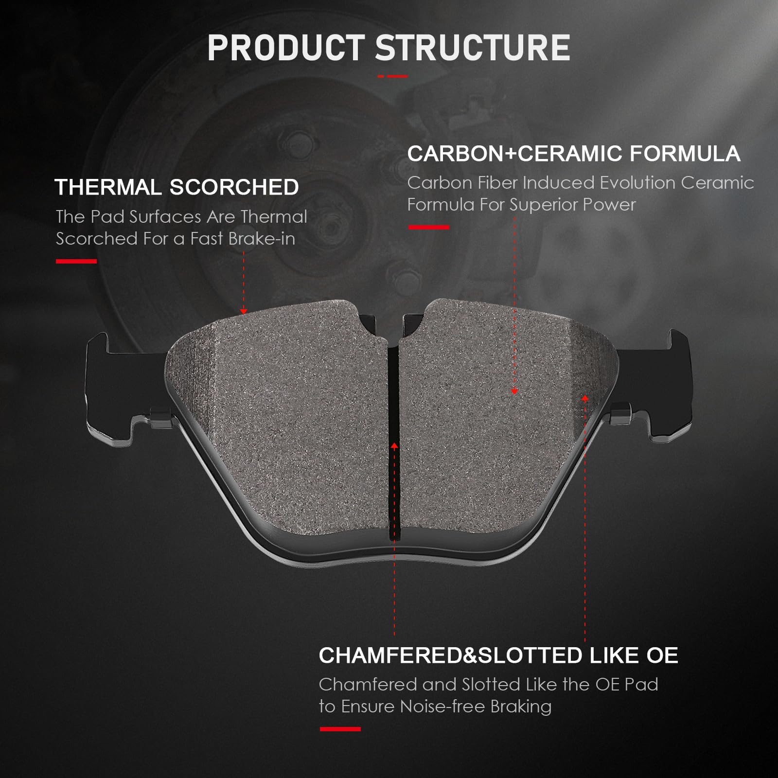 Cciyu D918 D683 Front & Rear Disc Brake Pads Kit For Bmw 525I 525Xi 528I 528I Xdrive 528Xi 530I 530Xi 535I Xdrive 535Xi 8Pcs