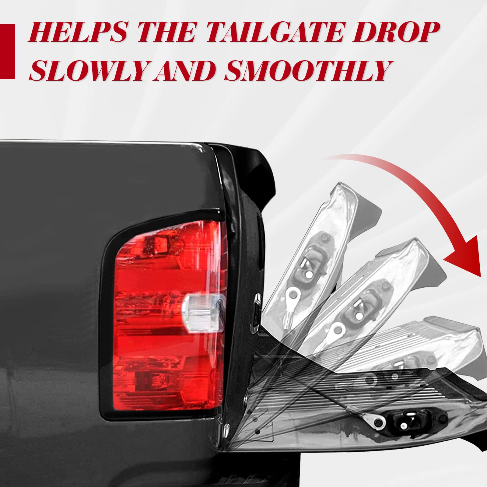 Tailgate Assist Shock Struts Damper Hydraulic Soft Open 43301 Fit For 2009-2018 Dodge Ram 1500, 2019-2022 Ram 1500 Classic, 2010-2022 Ram Hd 1500 2500 3500.