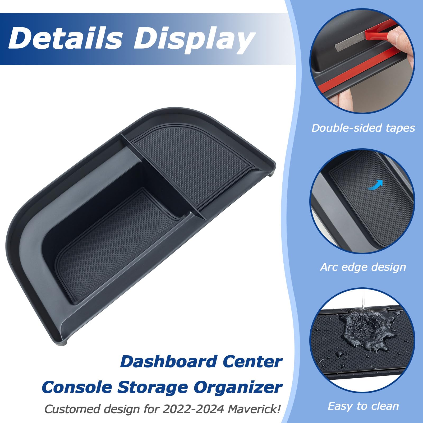 Topinstall Dash Compartment Storage Tray Compatible With 2022-2024 Ford Maverick & Hybrid Xl Xlt Lariat Pickup Truck Dashboard C