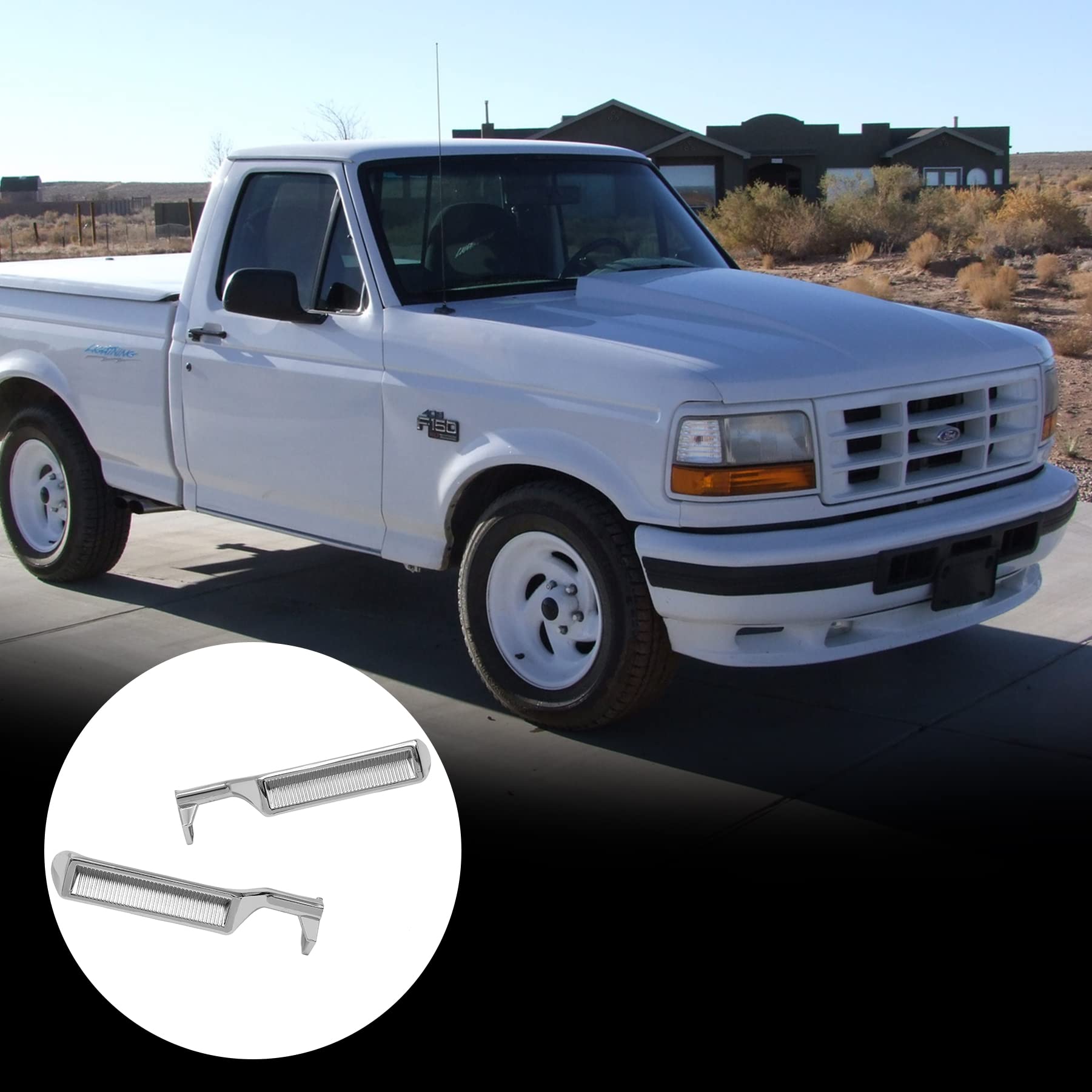 Interior Door Handle Set, Compatible With 1987-1996 Ford F150 F250 F350 F53 F59 F800 Bronco, Chrome Metal Inside Front Left Driv