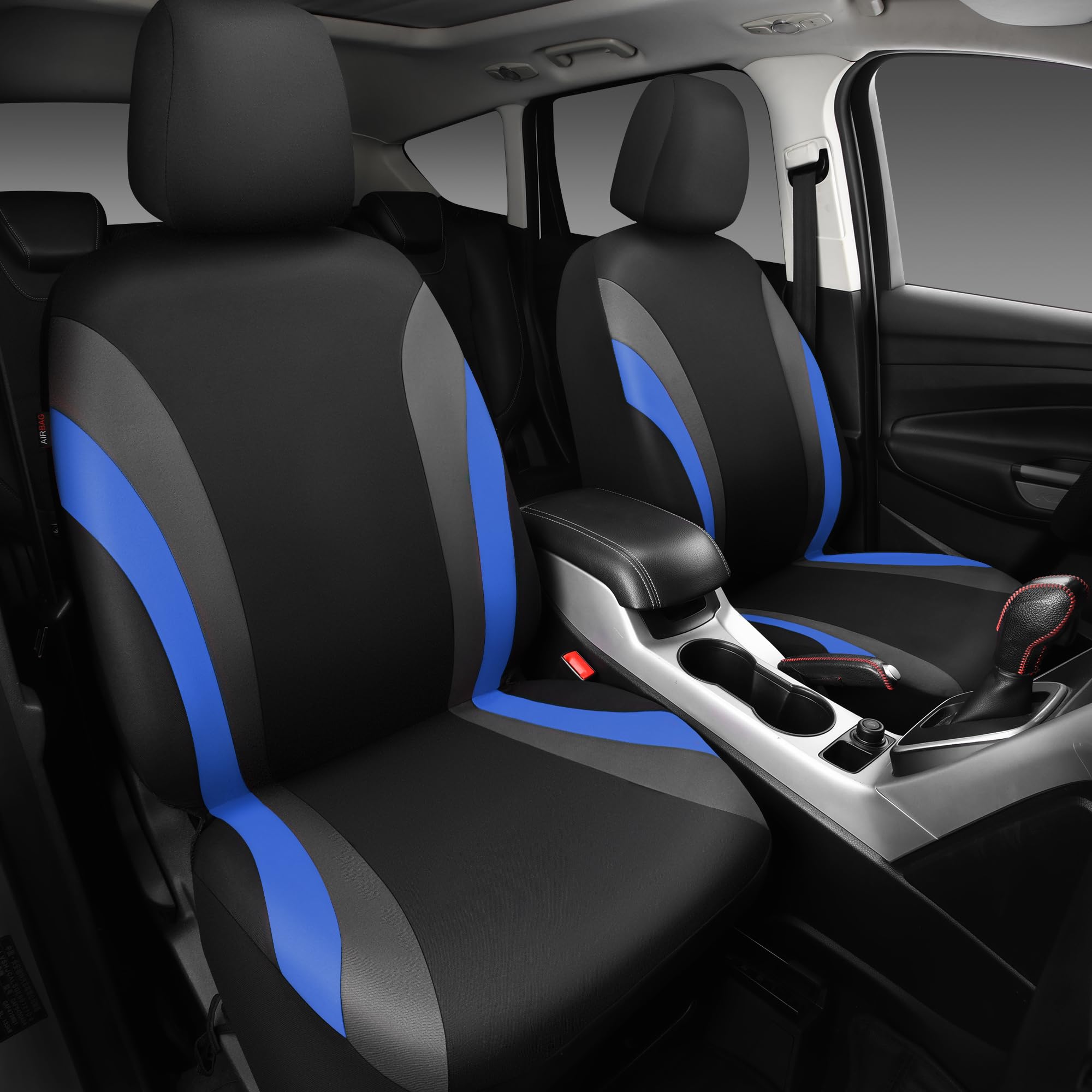 Car Pass Line Rider Sporty Front Seat Covers, Blue Car Seat Covers Two Front Seats Only, Airbag Compatible,Universal Fit Sedans,