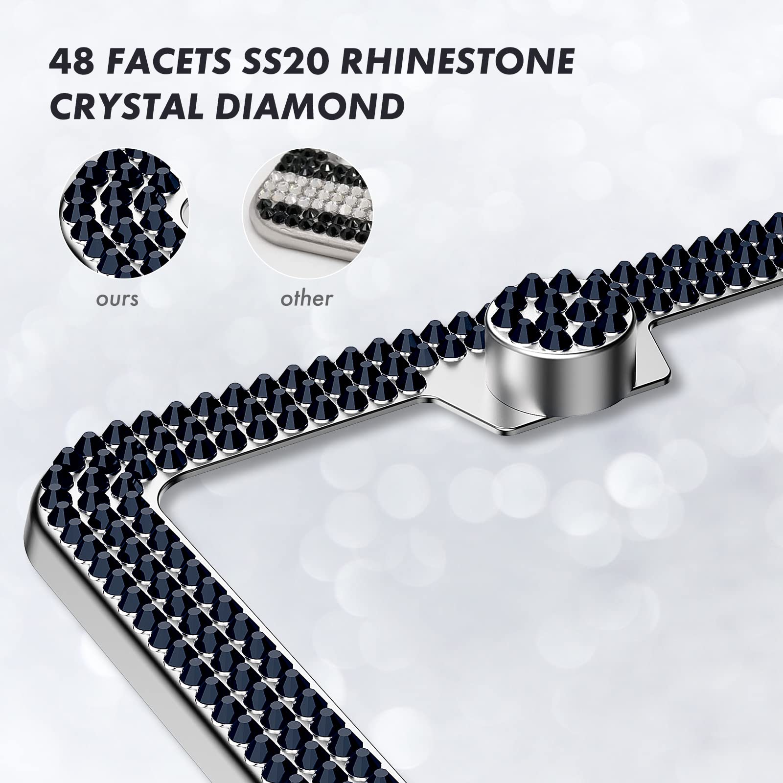 Share&Care Bling License Plate Frame, Crystal License Plate Cover, Car License Plate Holder With Rhinestone Crystal Diamond Scre