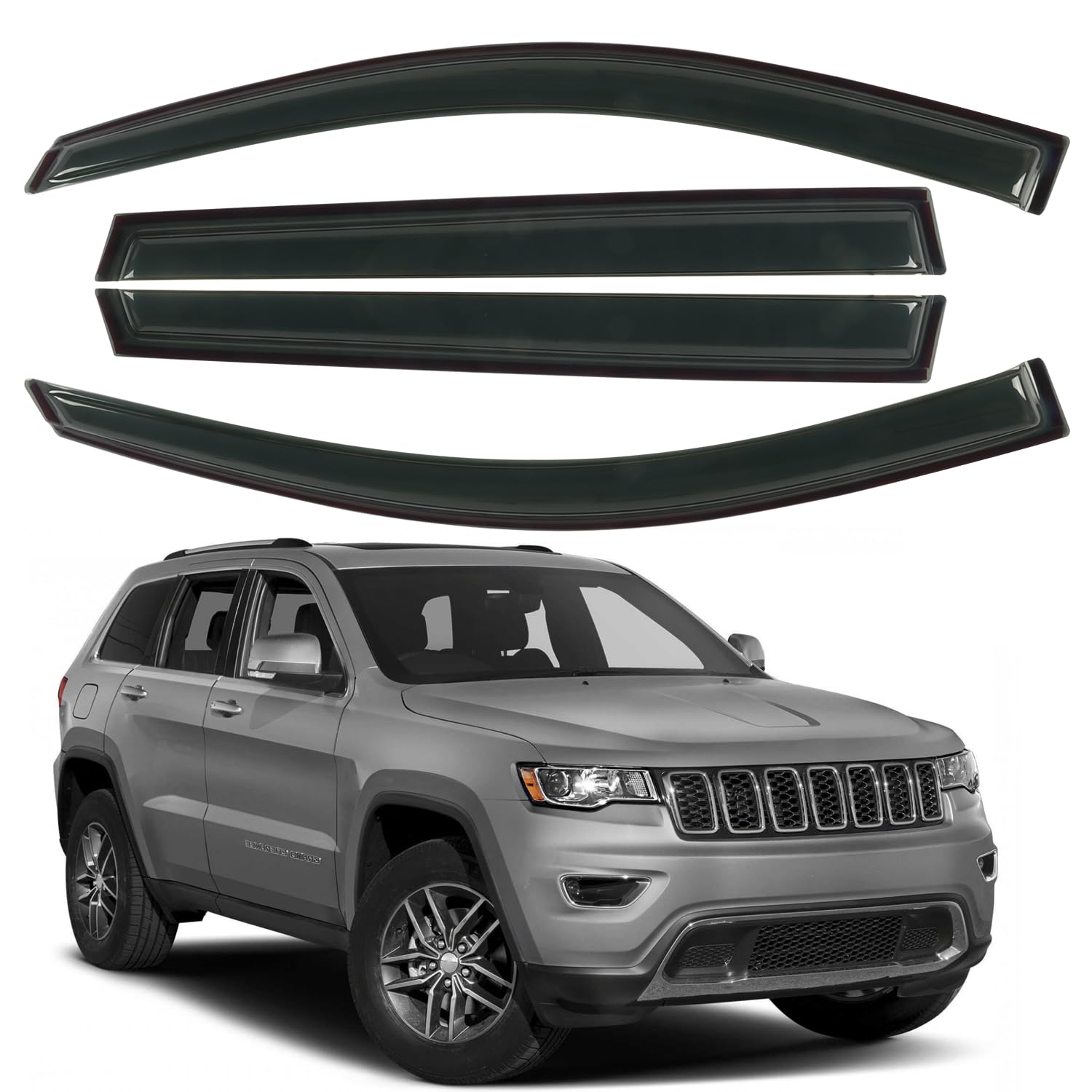 CHYKORLA Window Rain Guards Fit for 2014-2023 Jeep Cherokee, Outside Mount Vent Window Visors, Smoke Tinted Vent Shade Shield, 2