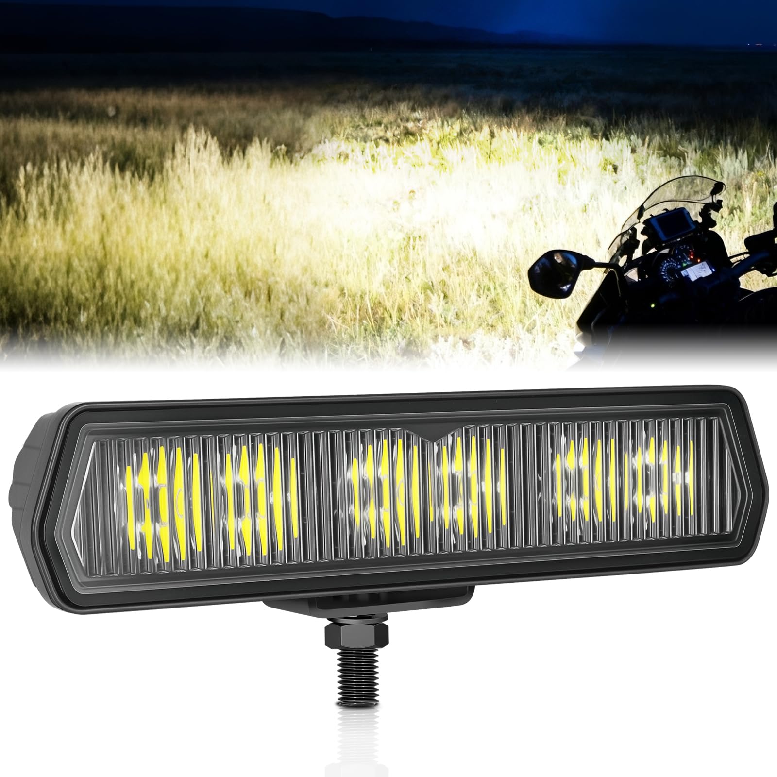 6 Inch Light Bar, SWATOW INDUSTRIES Flood 6 CREE LED Pods Flood Driving Light Front Bumper Mounts Waterproof Motorcycle Fog Ligh