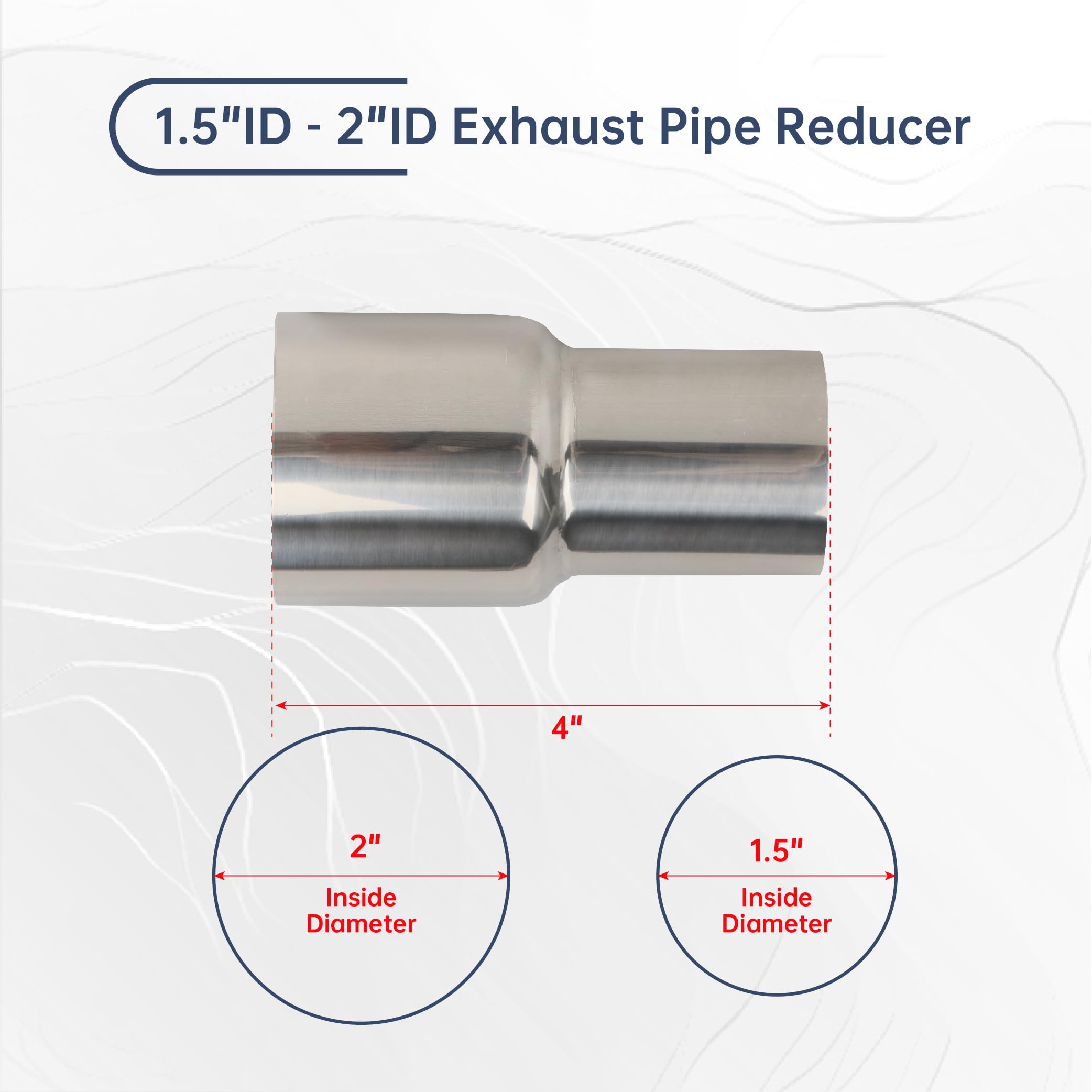 BATONECO OD 3.5 Inch to OD 4 Inch Exhaust Pipe to Component Pipe Adapter Reducer 3.5'' OD to 4'' OD Polished Stainless Steel 4''
