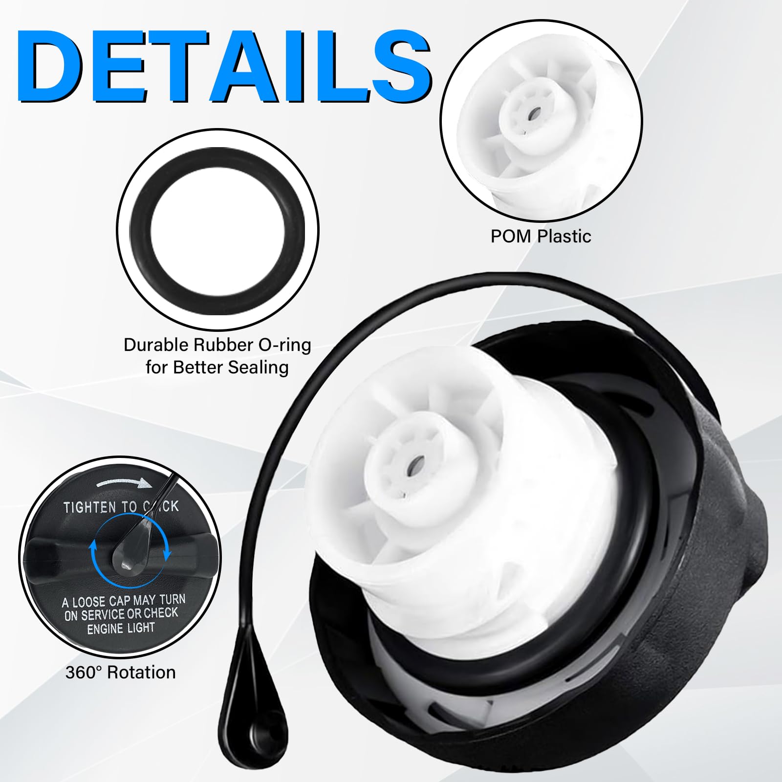 52030387AA Gas Cap for Jeep Wrangler JK 2003-2018, Jeep Wrangler TJ 2003-2006, Grand Cherokee 2001-2019, 2002-2012 Liberty Fuel